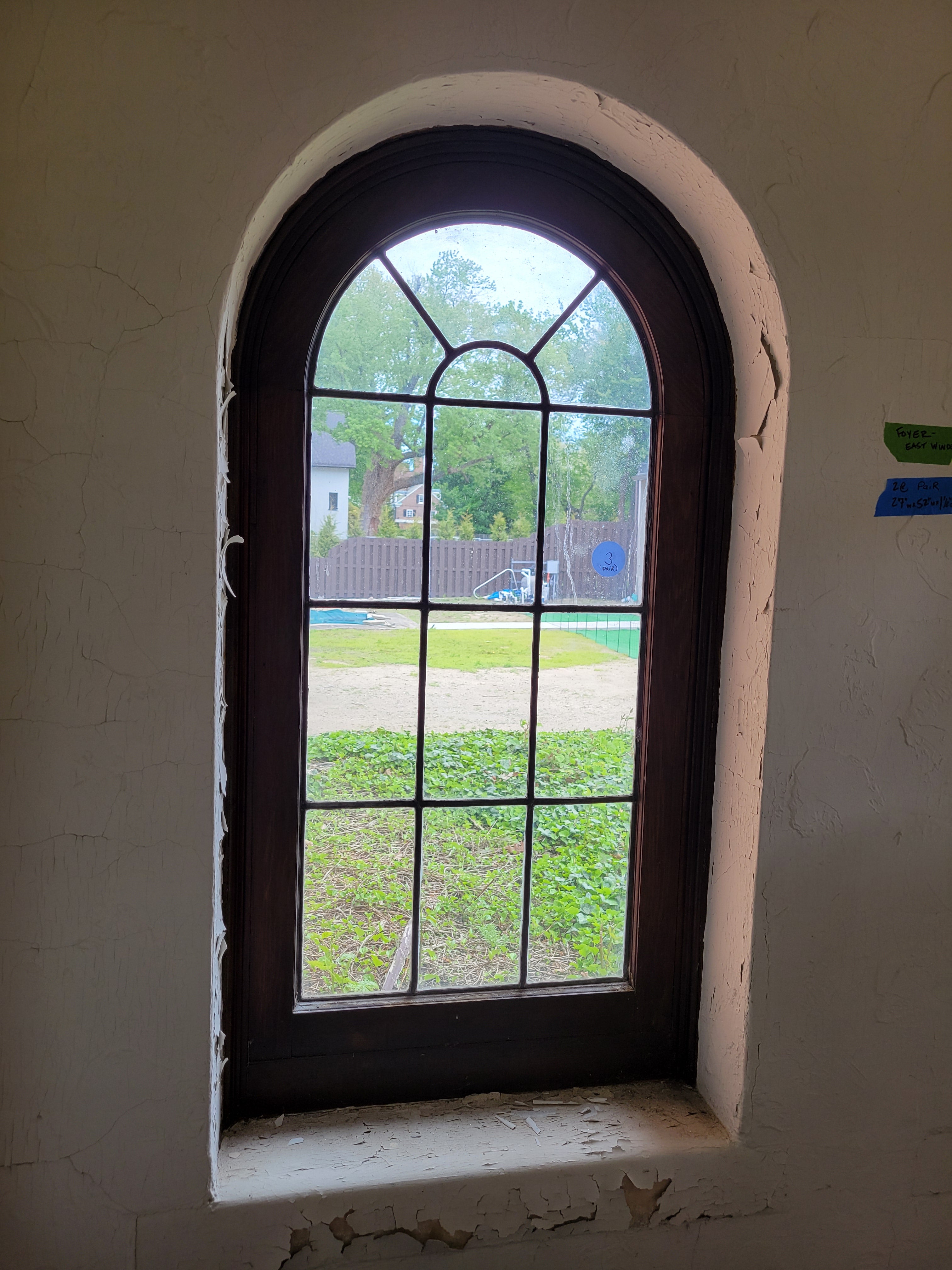 Pair of 1913 Arched Divided Lite Foyer Windows