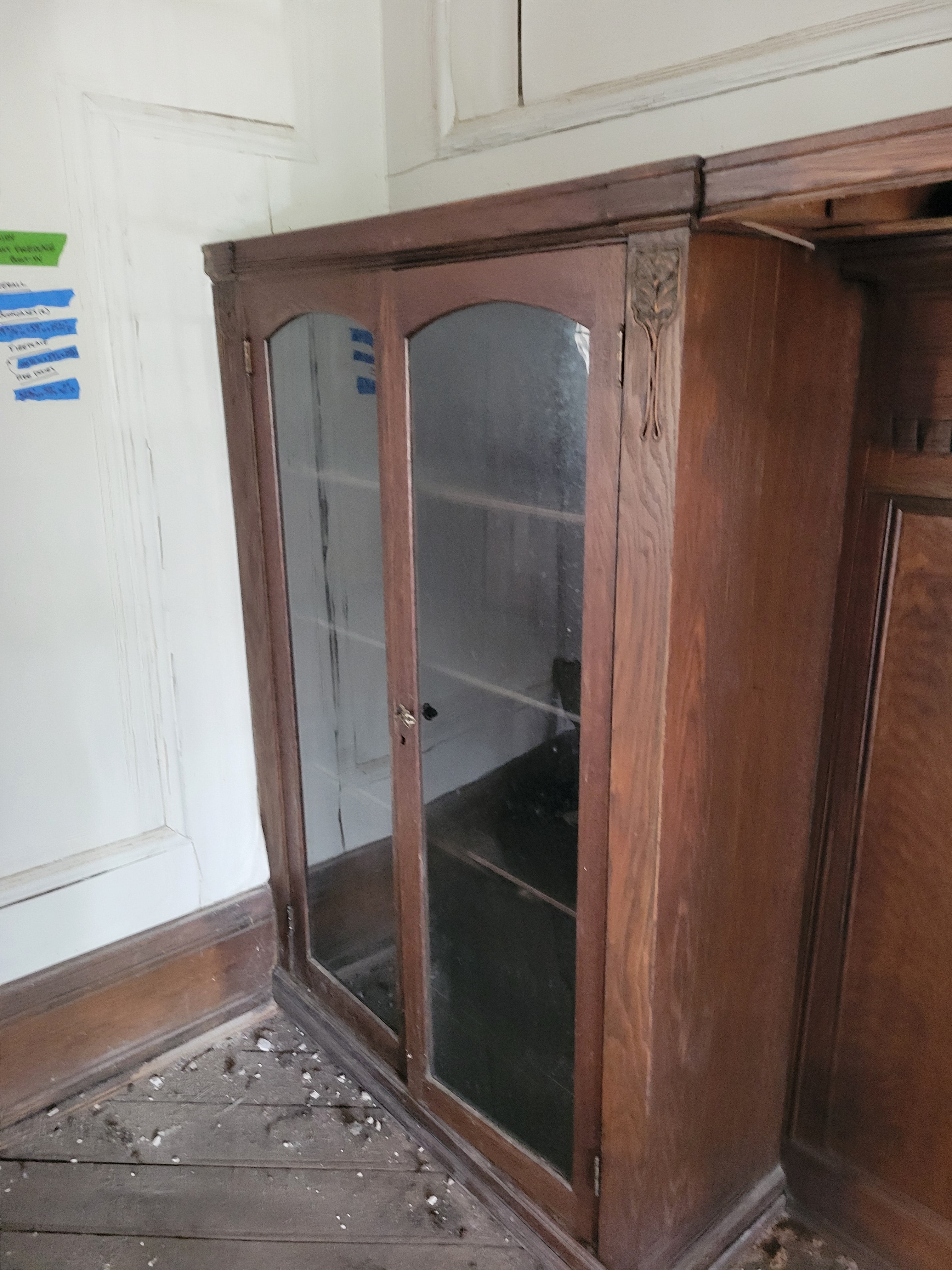 Arts & Crafts Solid Wood Built-In Bookcase Cabinet