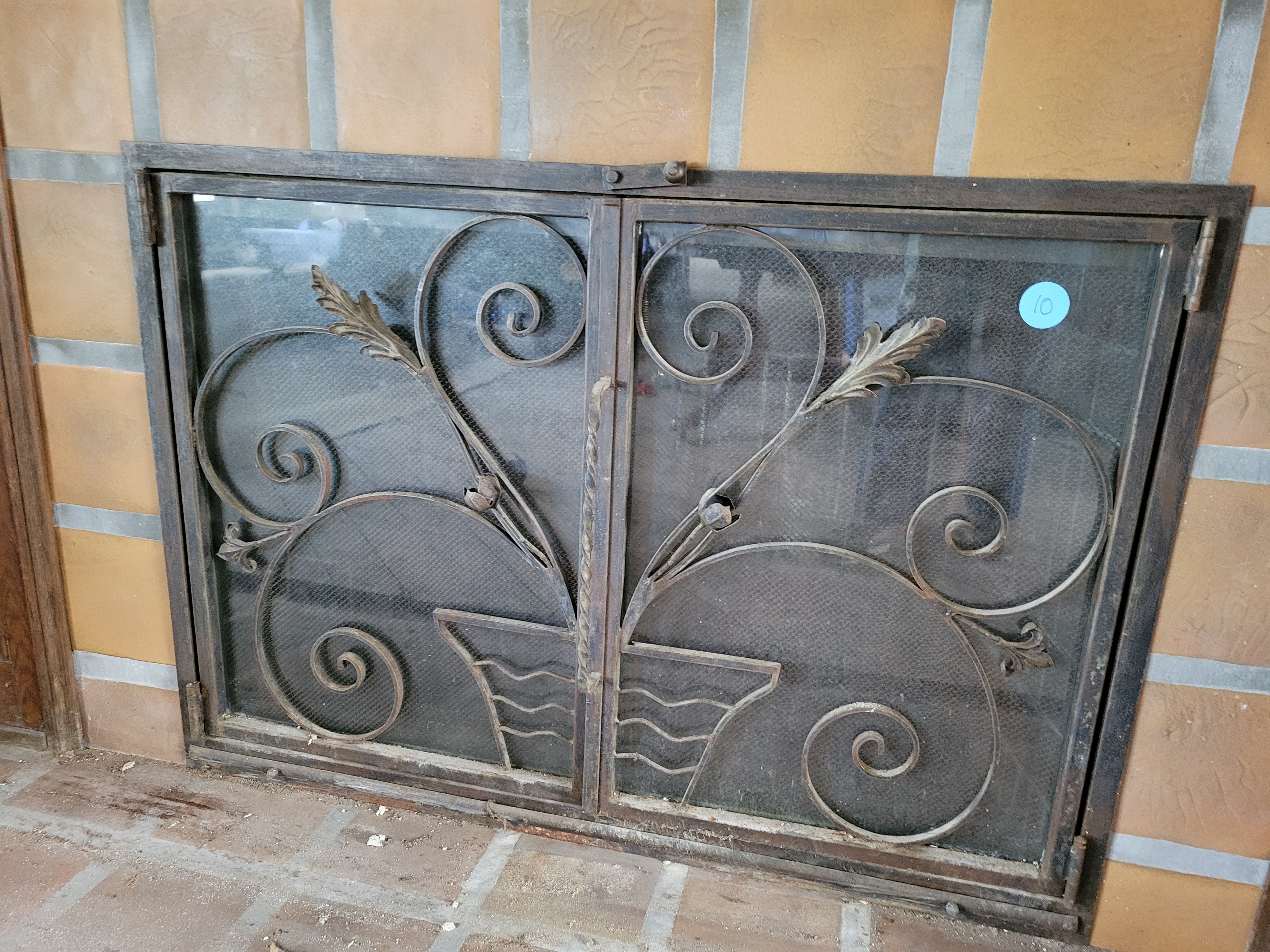 Arts & Crafts Wrought Iron Fireplace Screen Doors