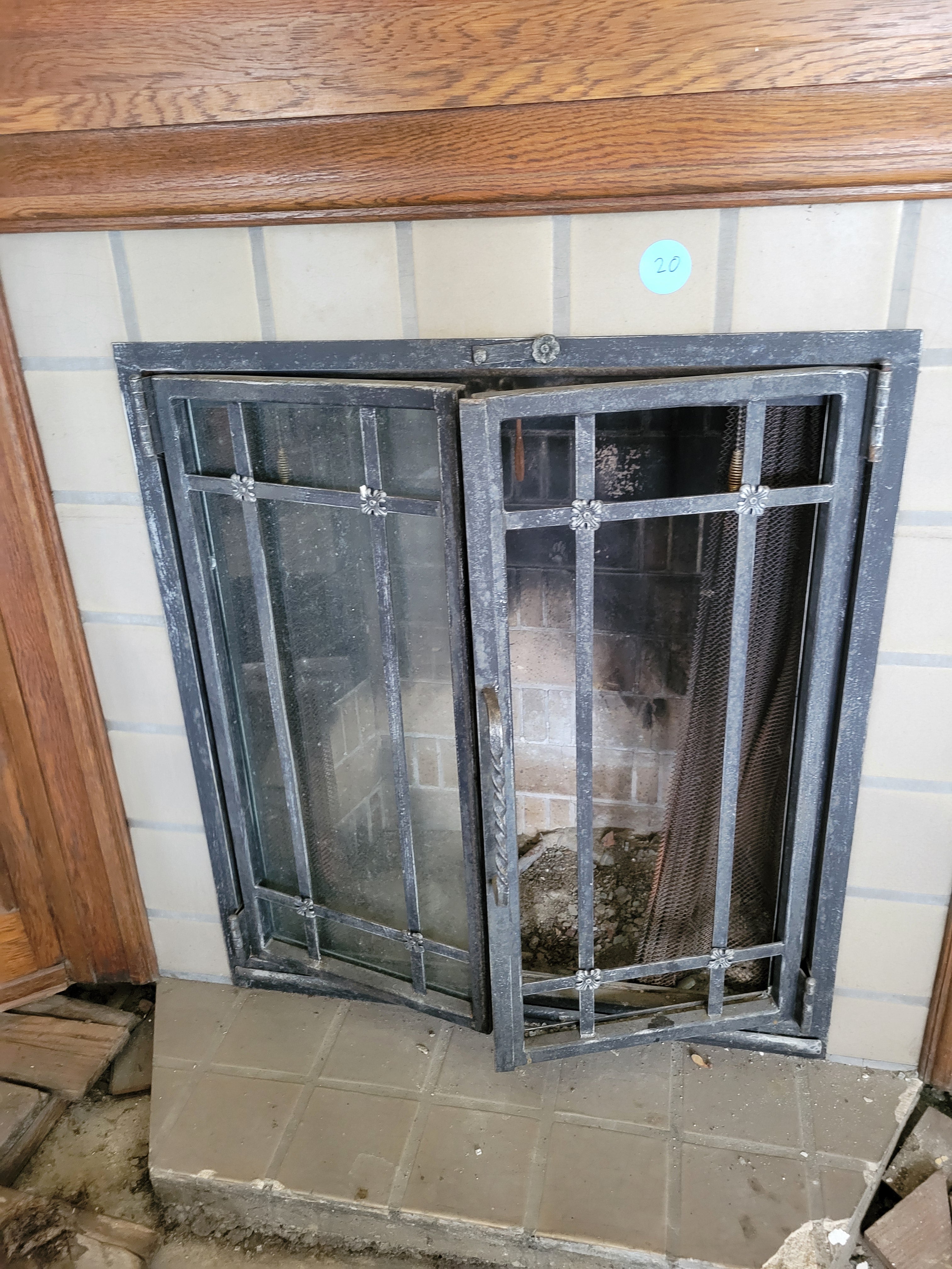 Arts & Crafts Iron Fireplace Screen Doors