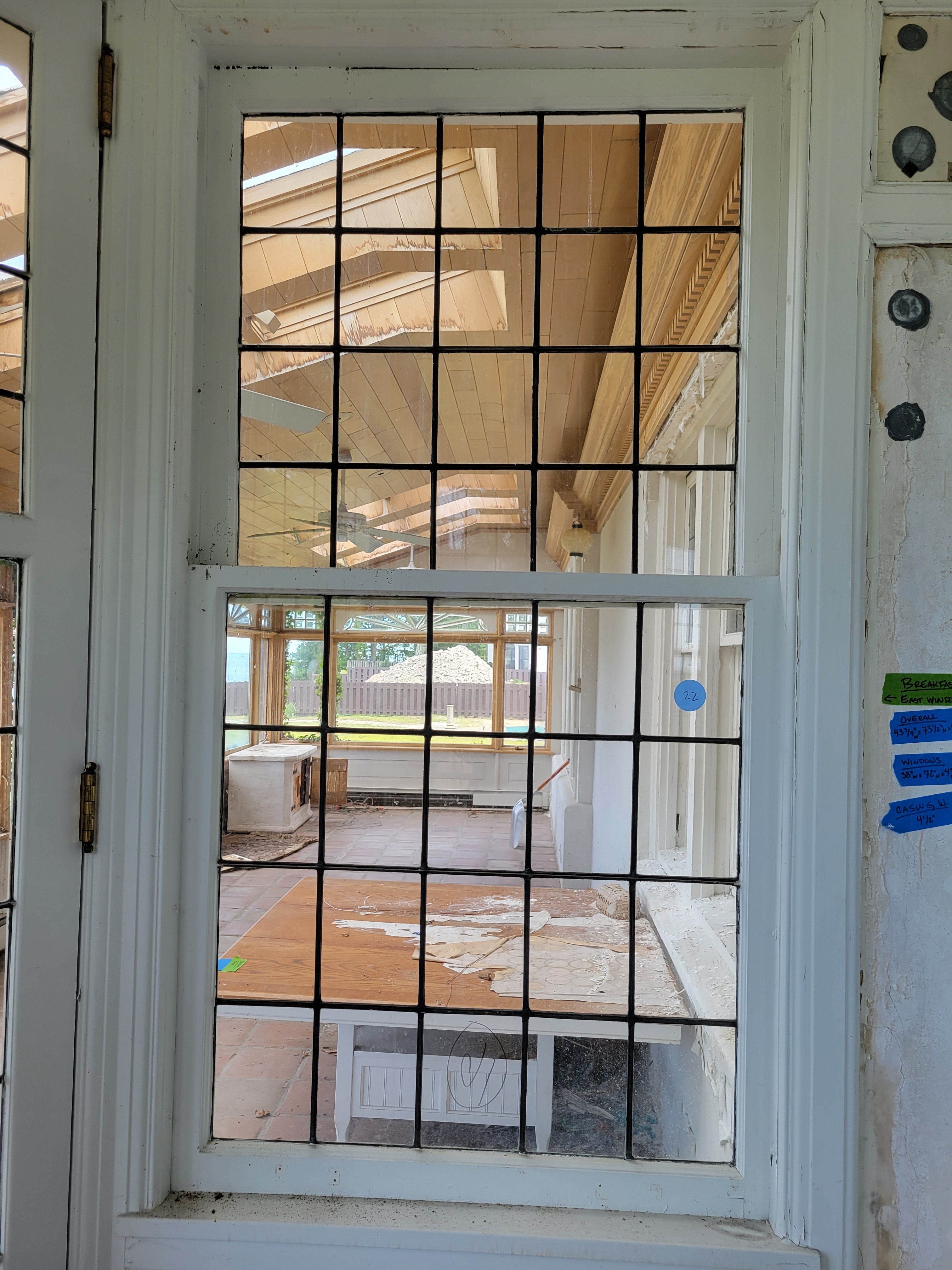 Antique Leaded Glass Double-Hung Window