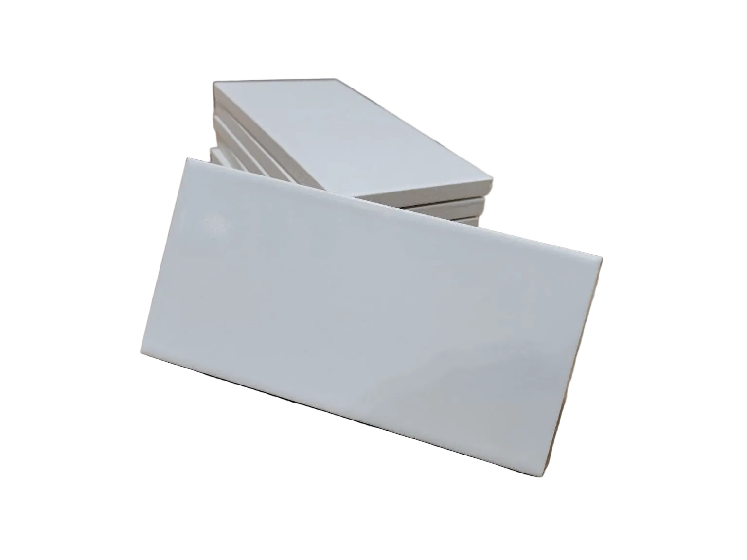 Modern White Ceramic Subway Tile Set – 3" x 6" (8 Pieces)