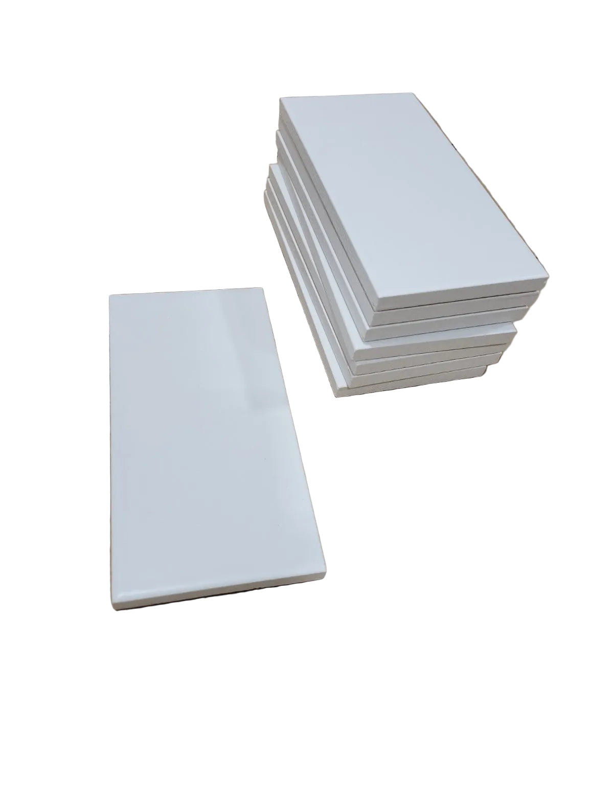 Modern White Ceramic Subway Tile Set – 3" x 6" (8 Pieces)