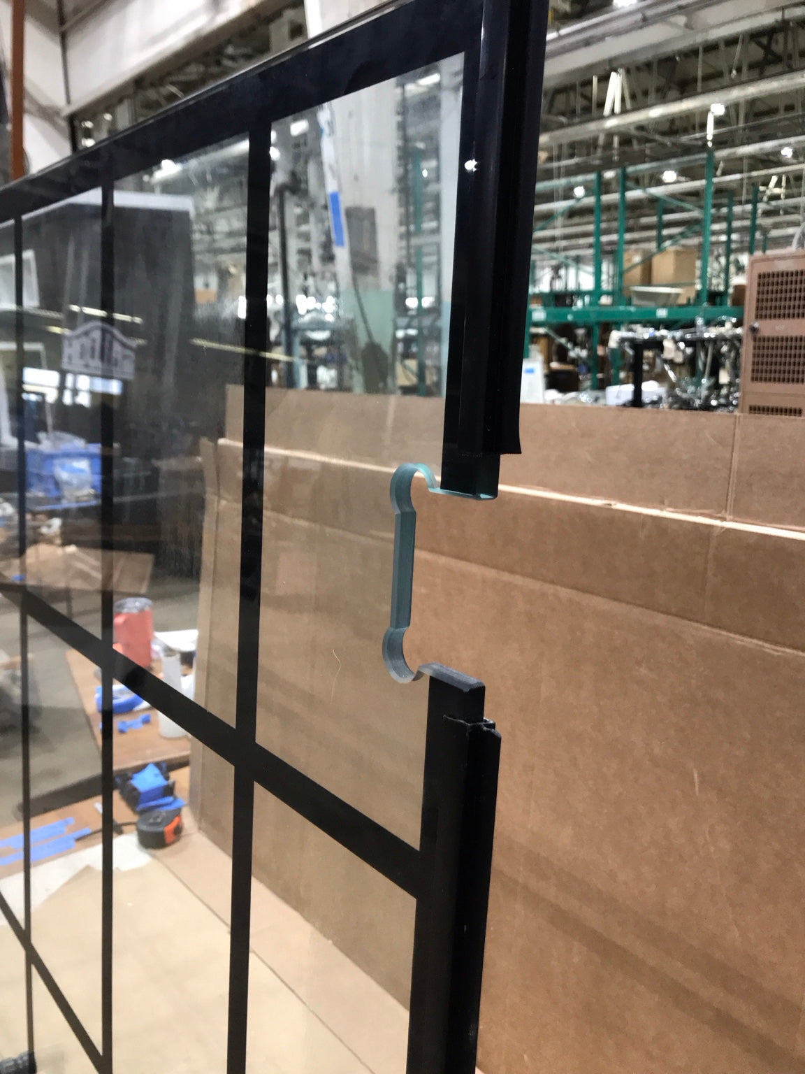 Industrial Grid Glass Shower Door Set