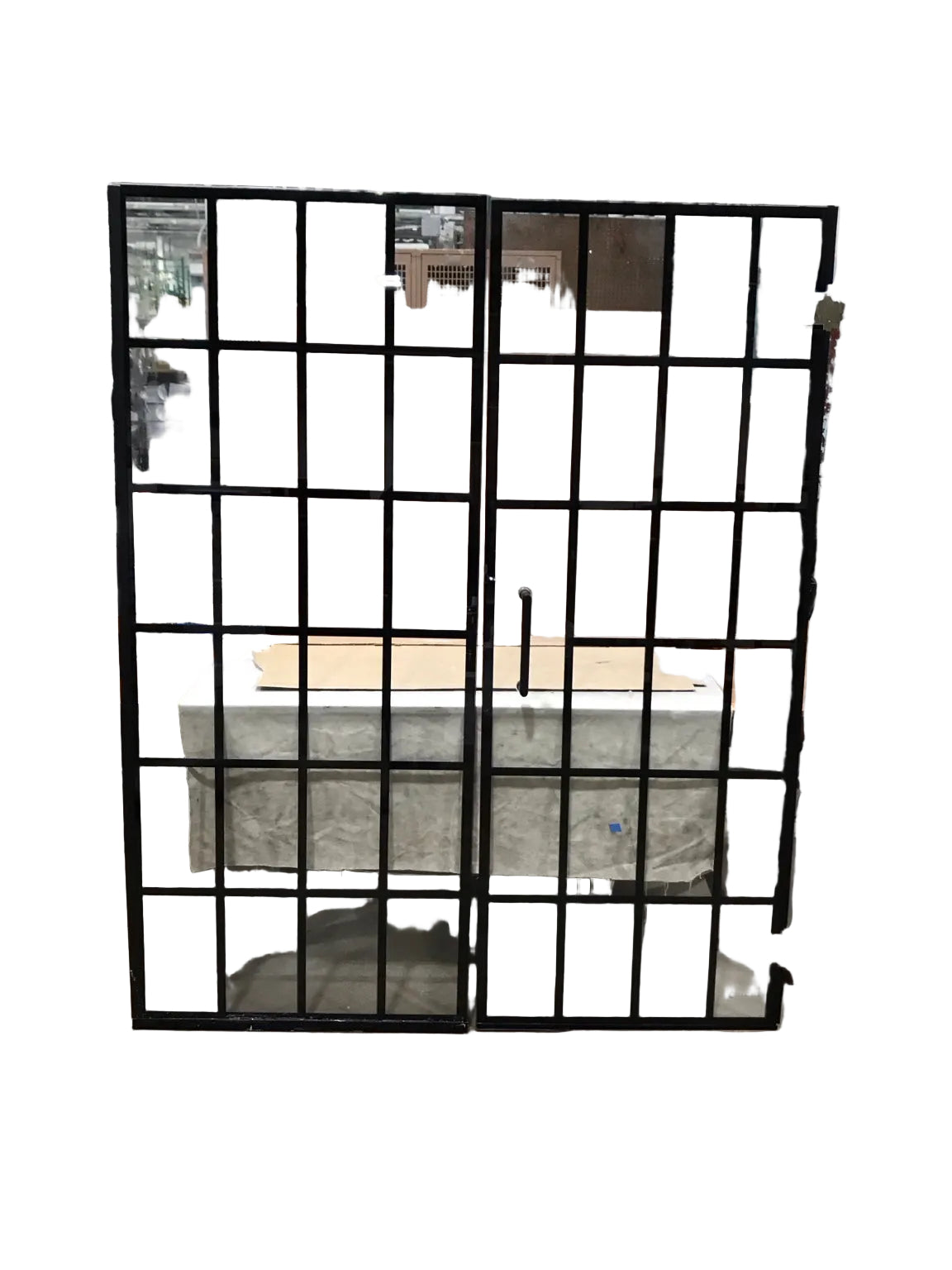 Industrial Grid Glass Shower Door Set