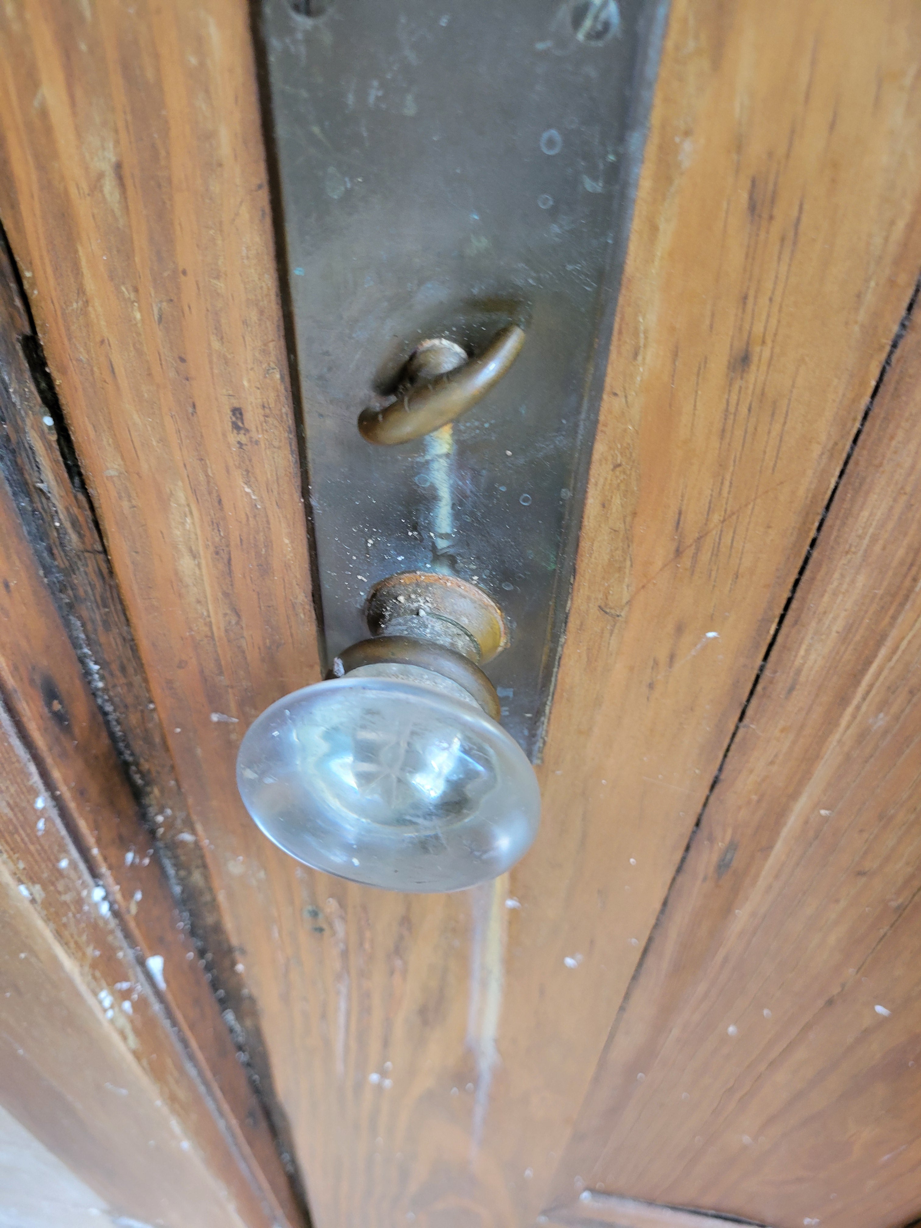 #28 Antique Oak Half Lite Entry Door with Wavy Glass