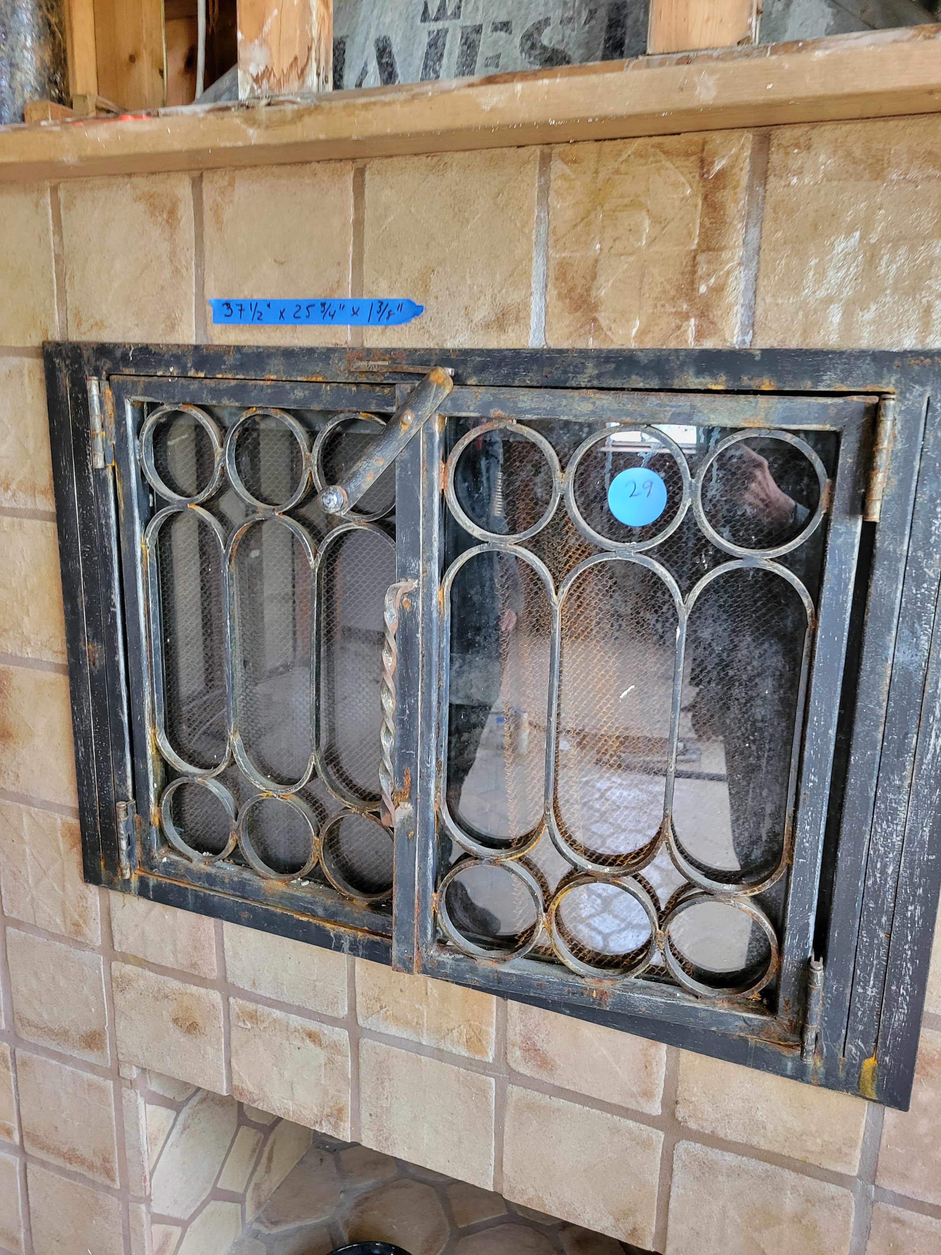 #29 Vintage Wrought Iron Fireplace Screen Doors