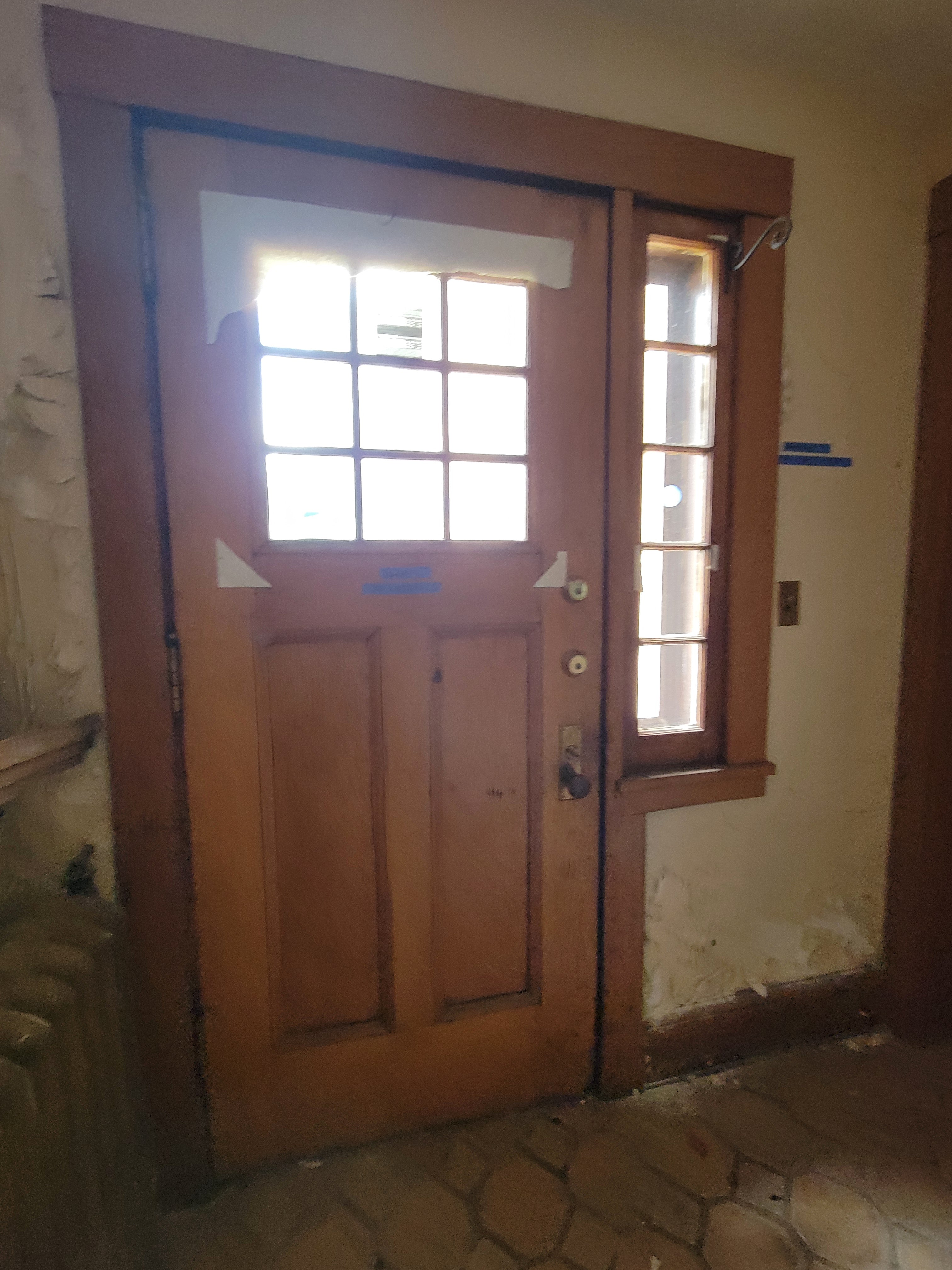 #34 Antique Craftsman Oak Entry Door with Sidelight