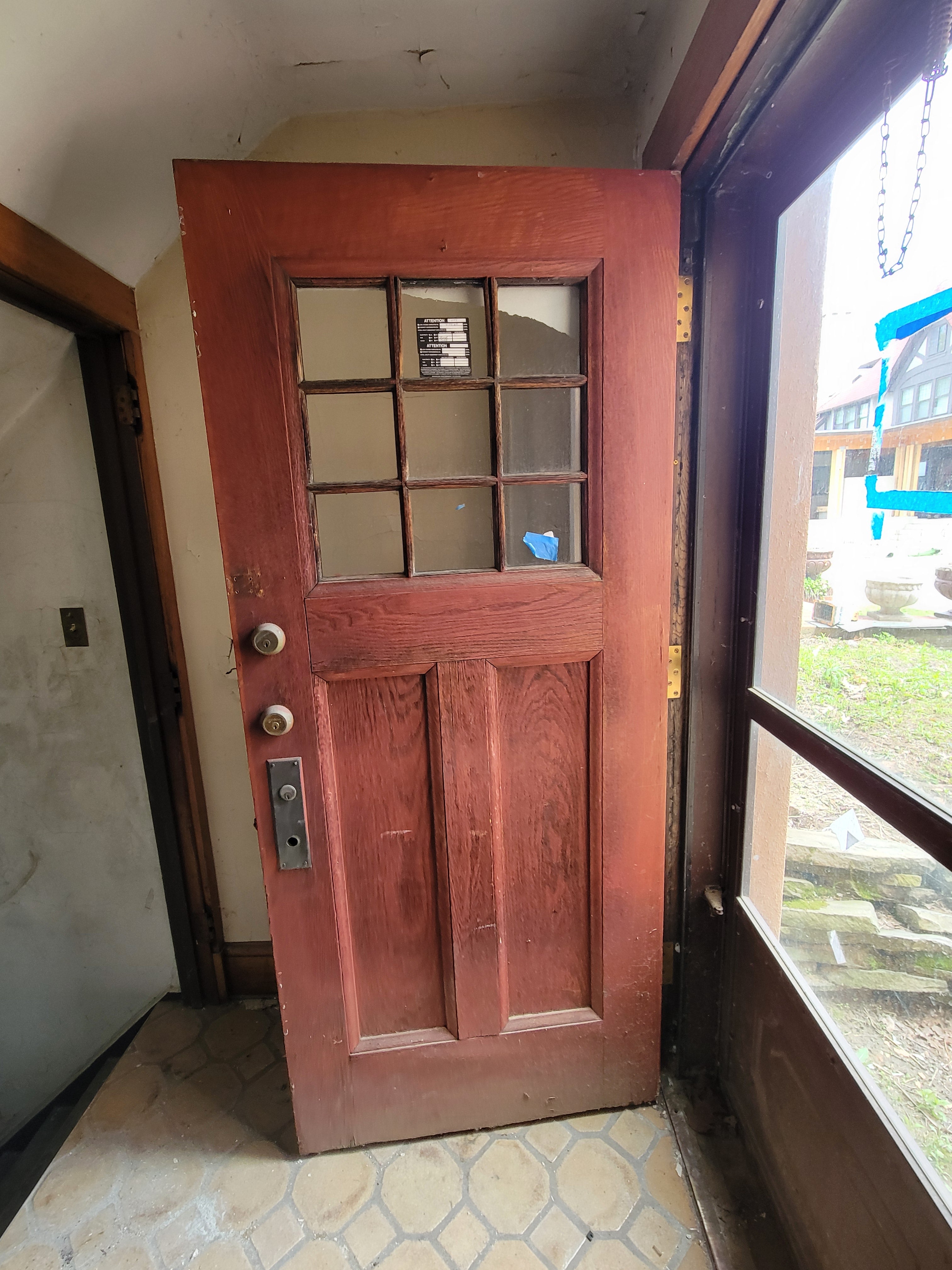 #34 Antique Craftsman Oak Entry Door with Sidelight