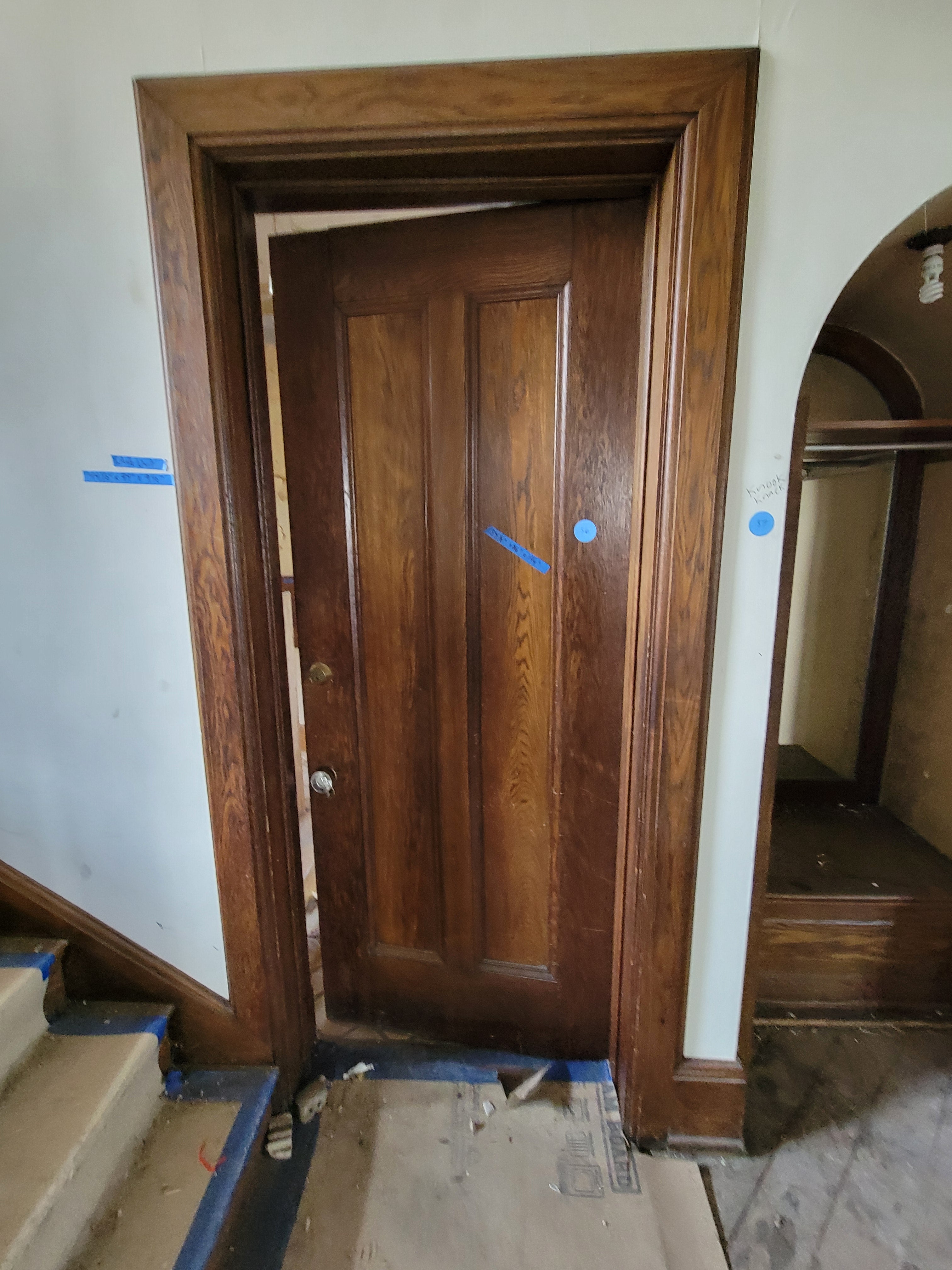 #36 Arts & Crafts Interior 2 Panel Door with Surround & Hook