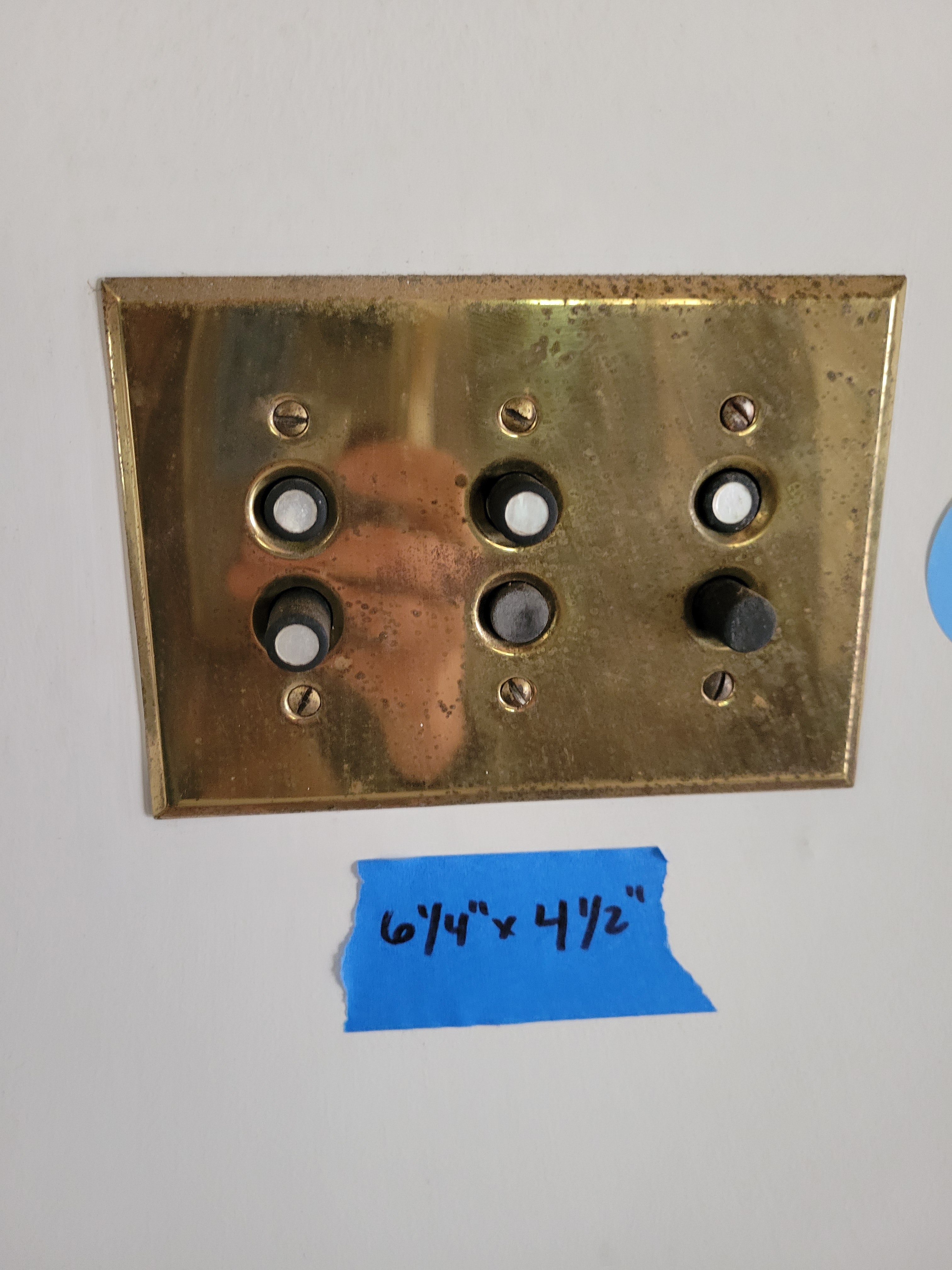 #39 Antique Brass Triple Push Button Switch Plate