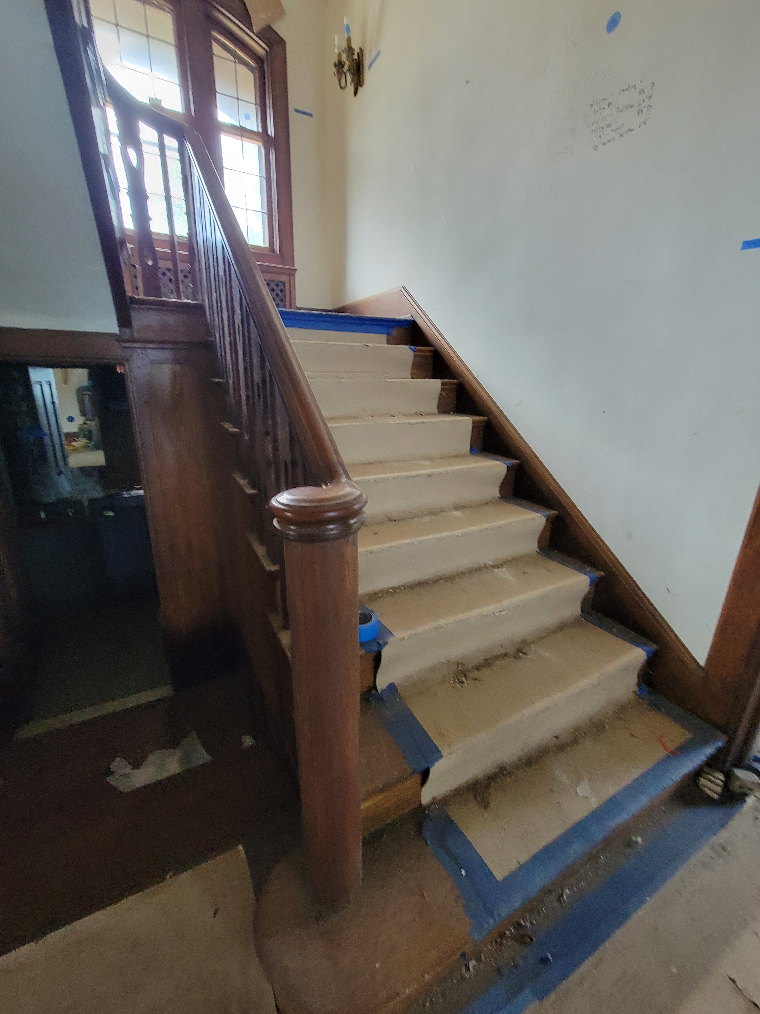#46 Antique Oak Staircase with Turned Balusters and Landing