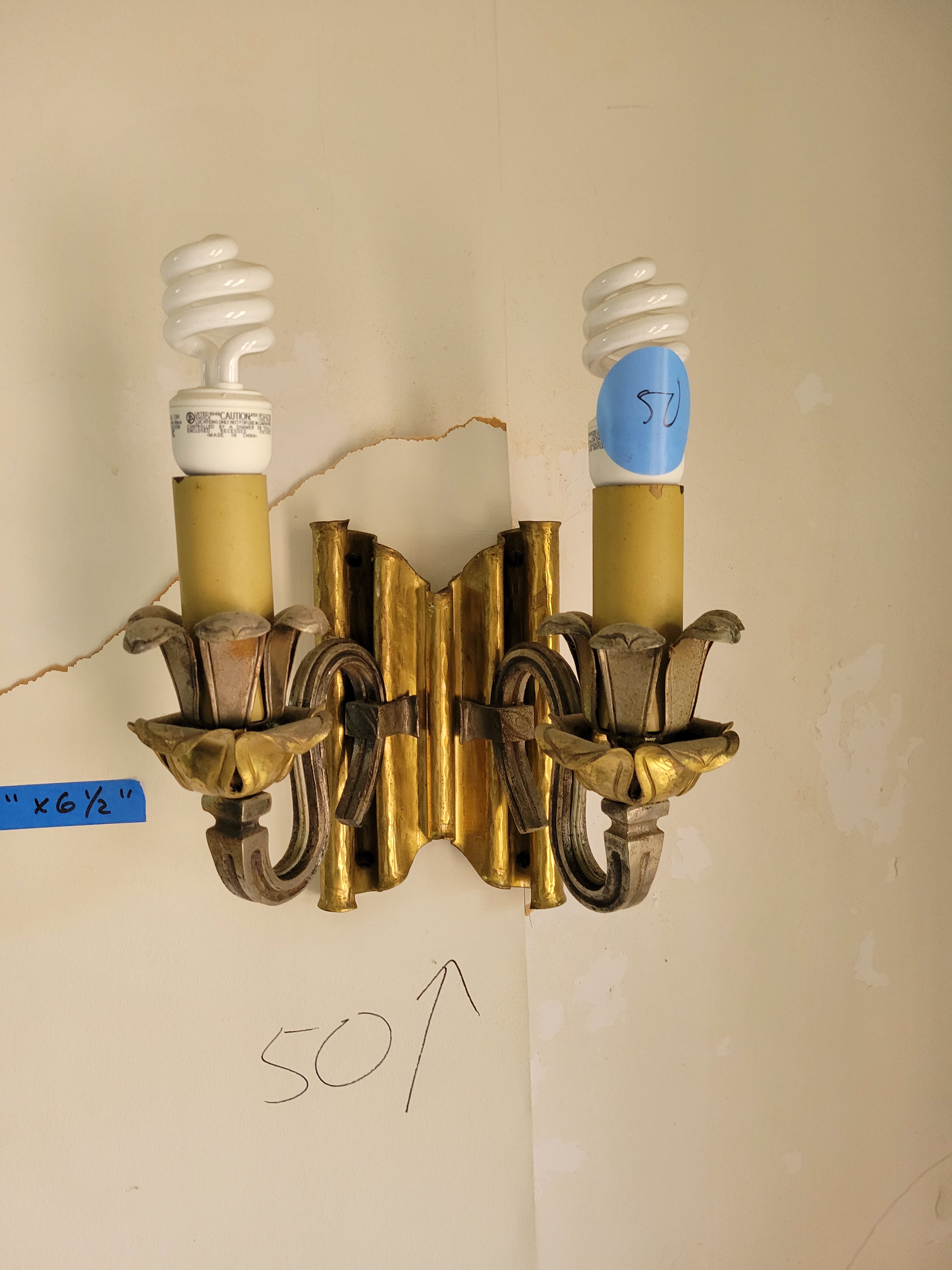 #50 Vintage Two-Arm Floral Wall Sconce