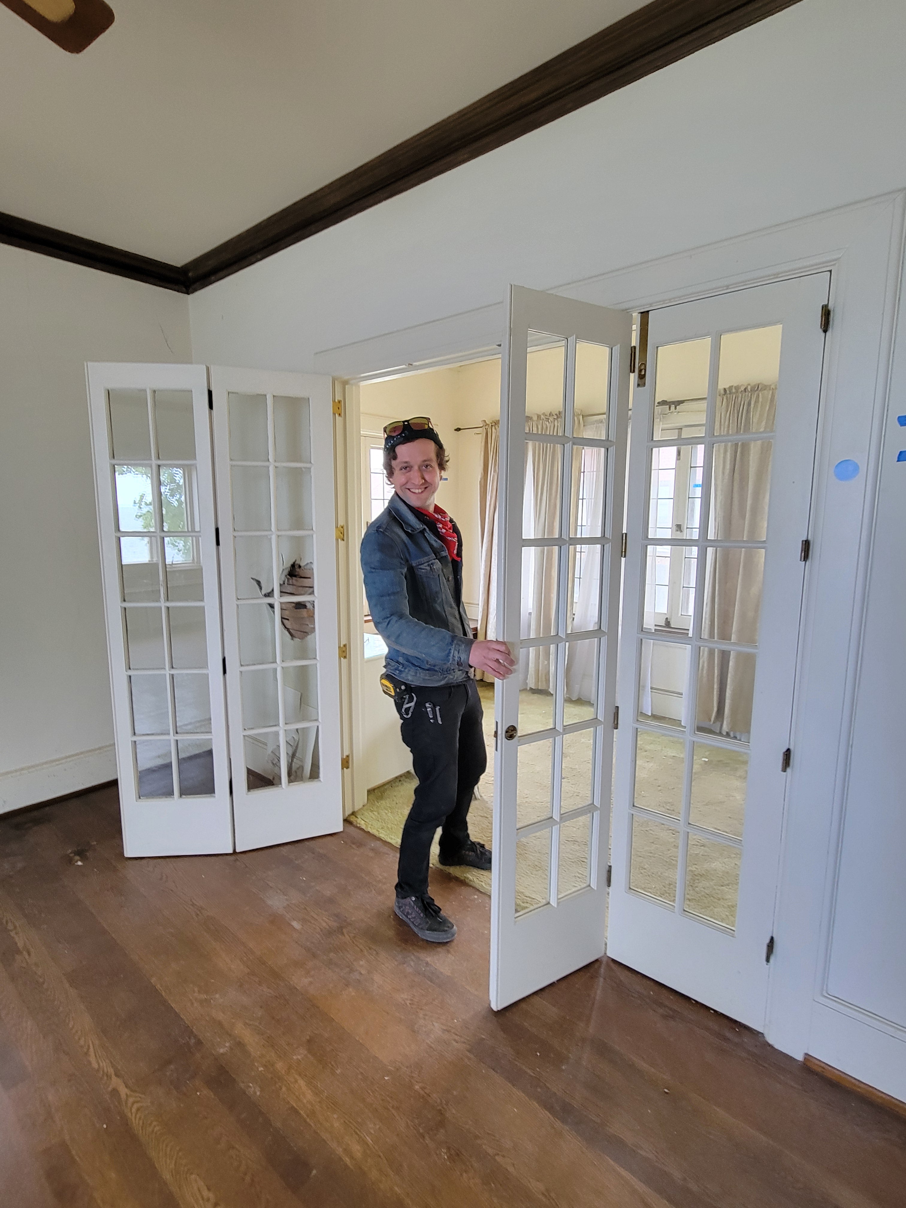 #54 Vintage Four Panel Glass Folding French Door Set
