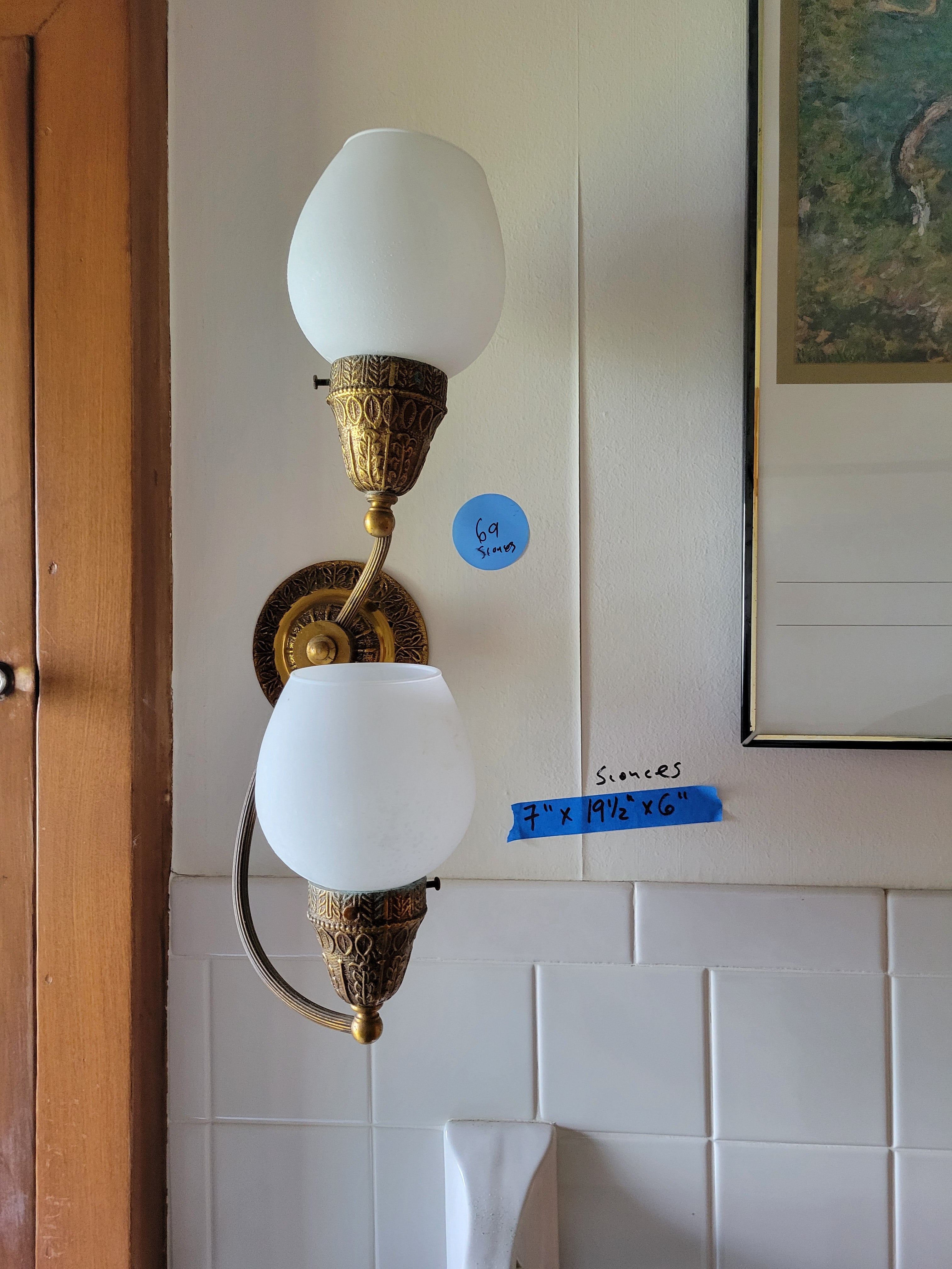 #69 Vintage Hollywood Regency Double Arm Wall Sconce Pair
