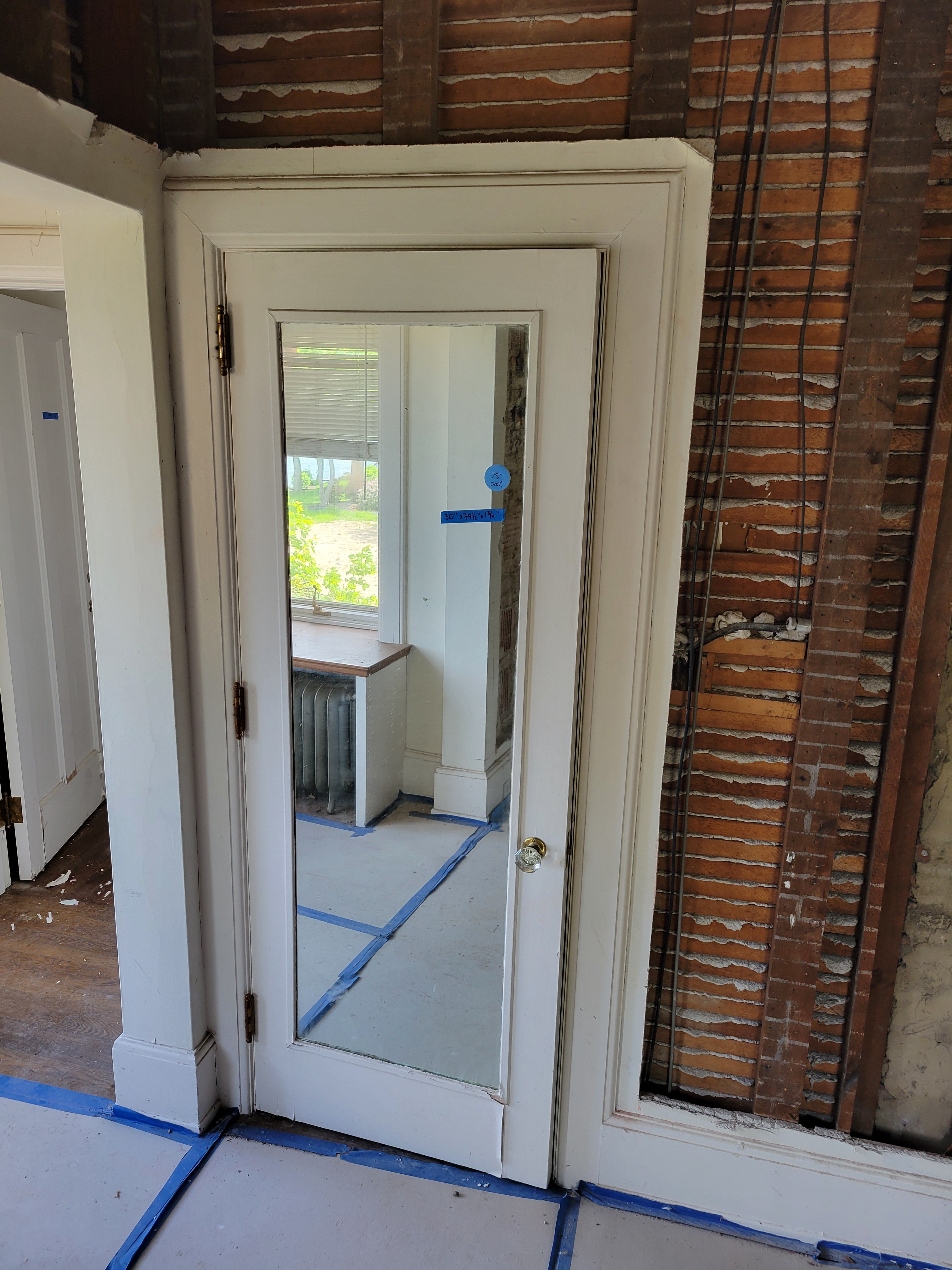 #75 Antique Painted Full-Length Mirror Door
