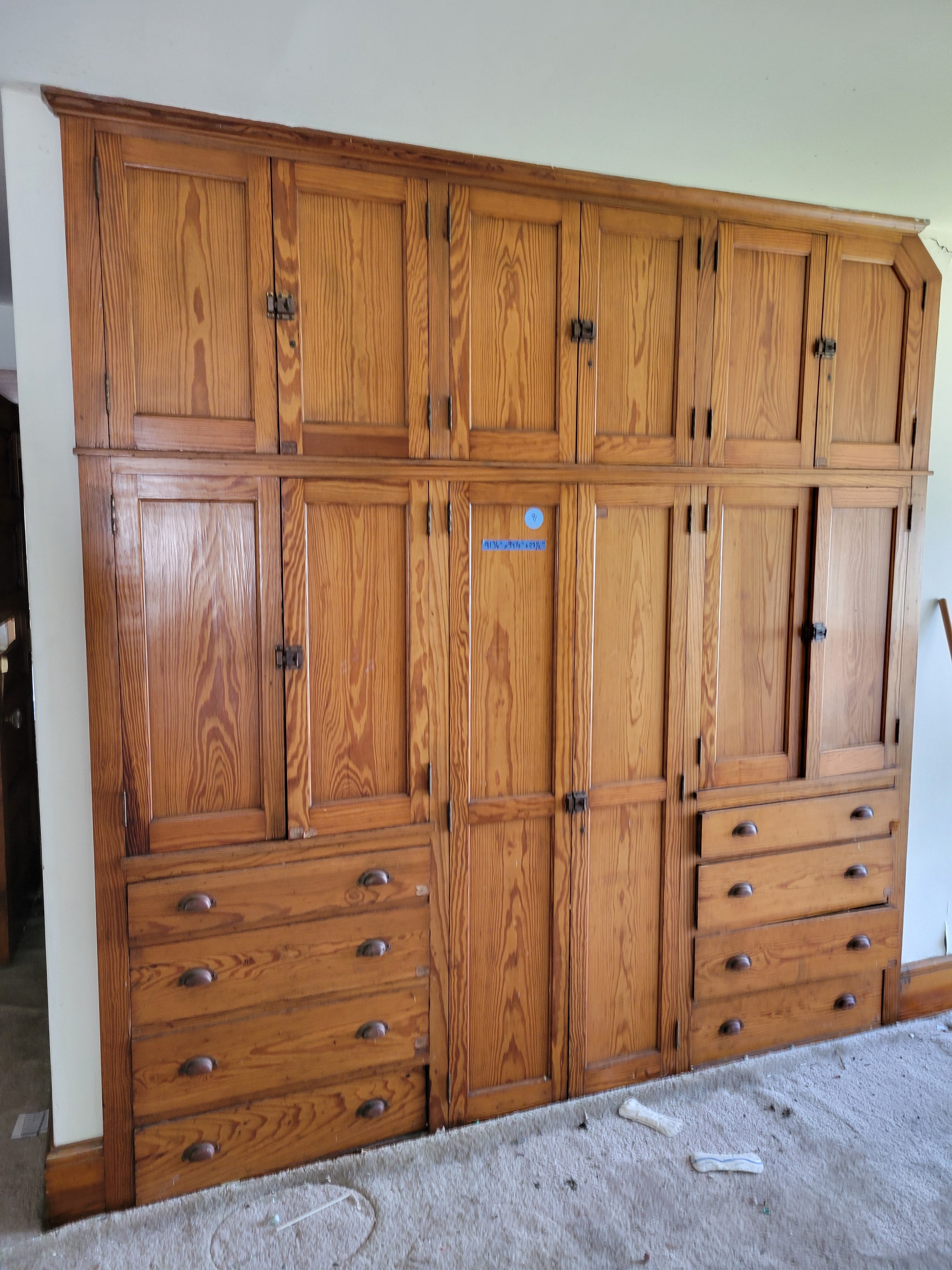 #91 Antique Built-In Pine Wardrobe Cabinet