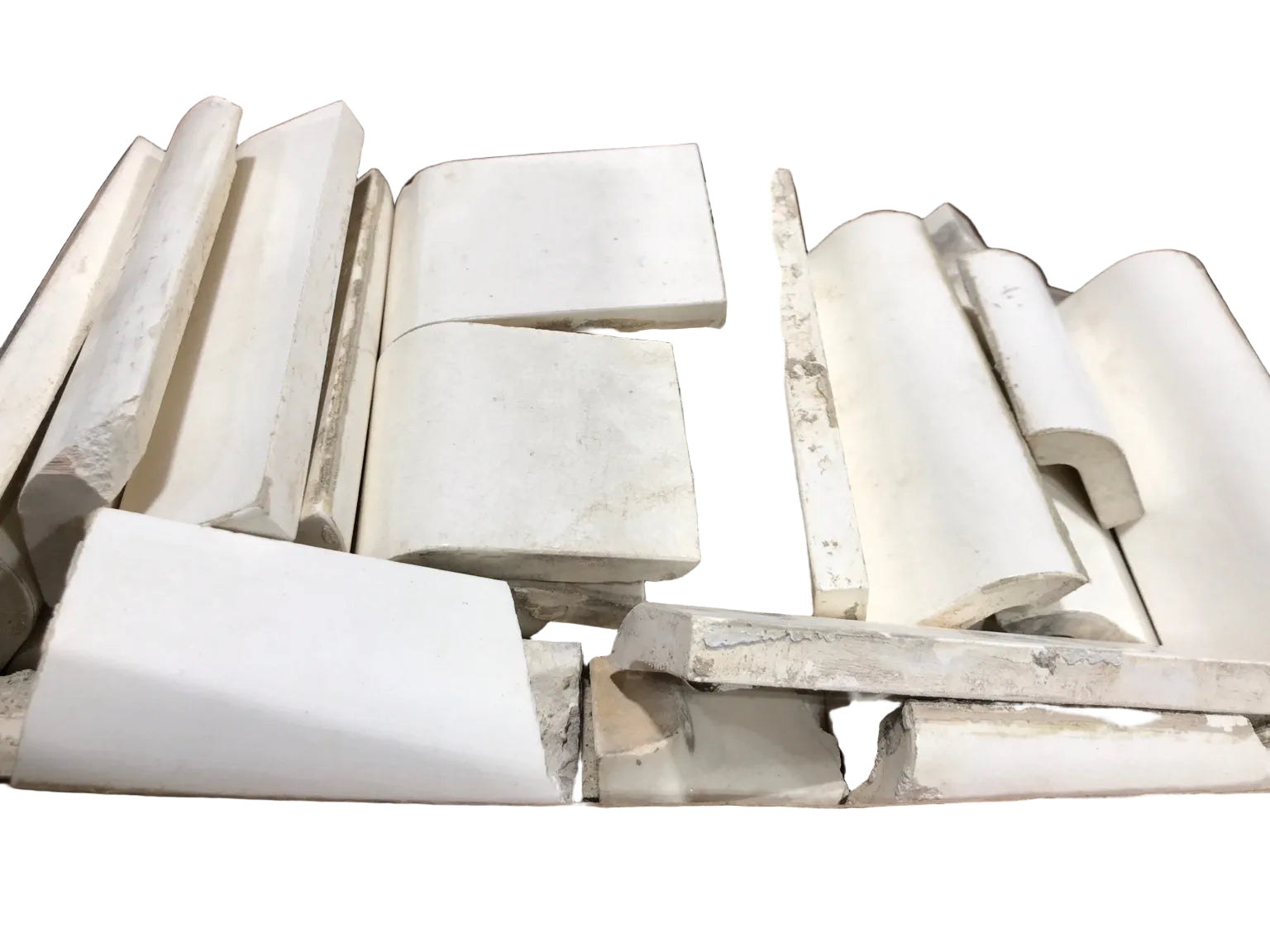 Salvaged White Ceramic Trim Tile & Cap Pieces Lot