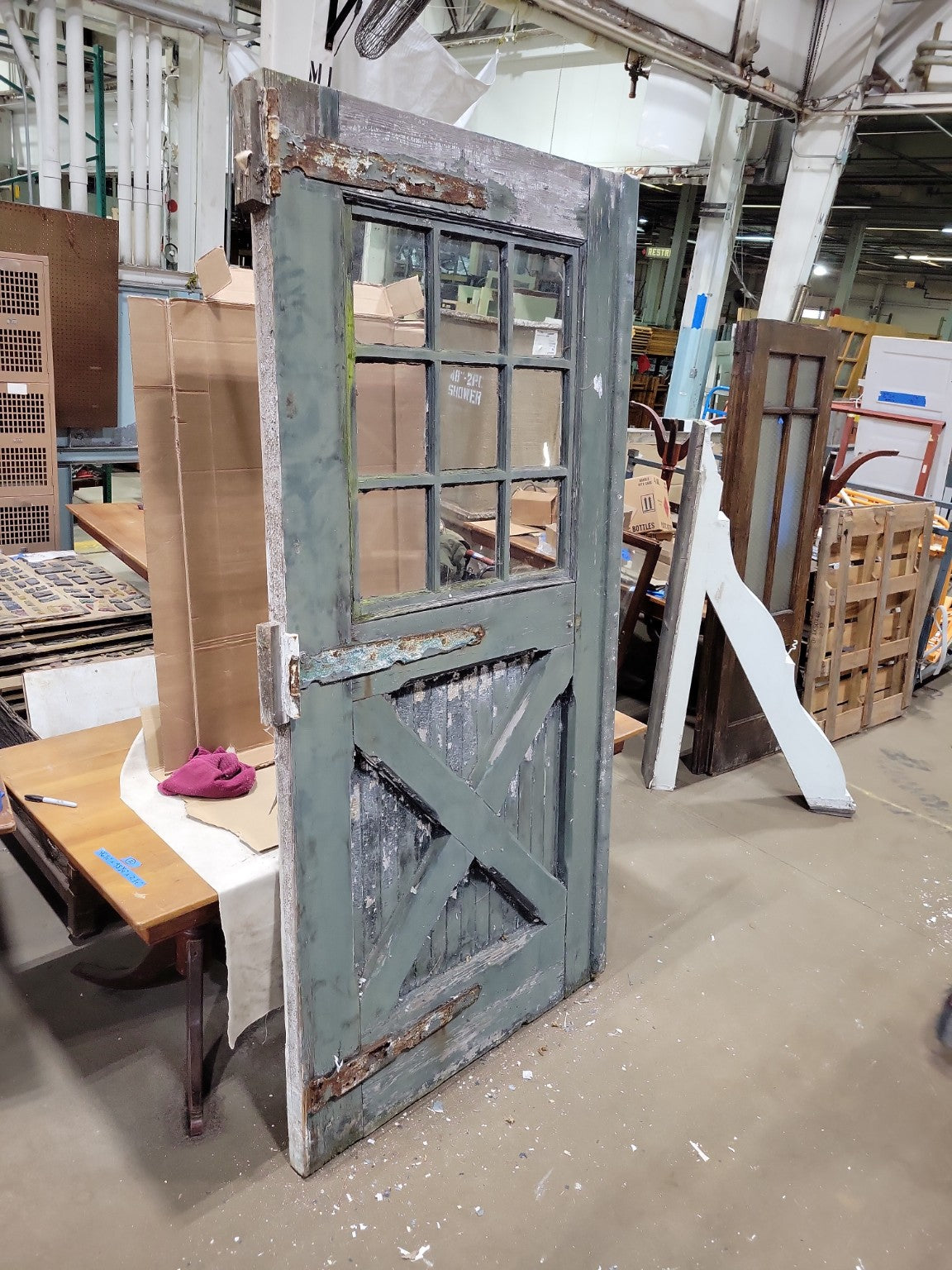 Antique Divided Light Dutch Stable Door with Original Hardware