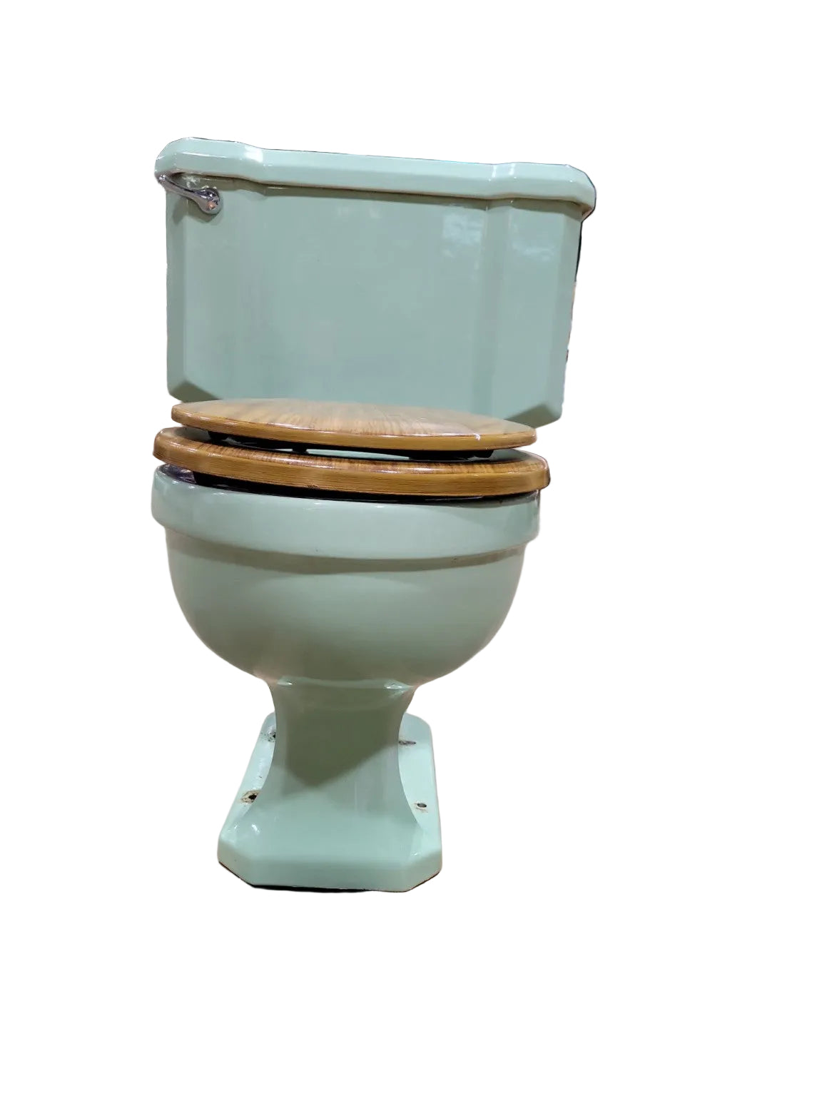 1949 Eljer Seafoam Green Vintage Toilet with Wood Seat