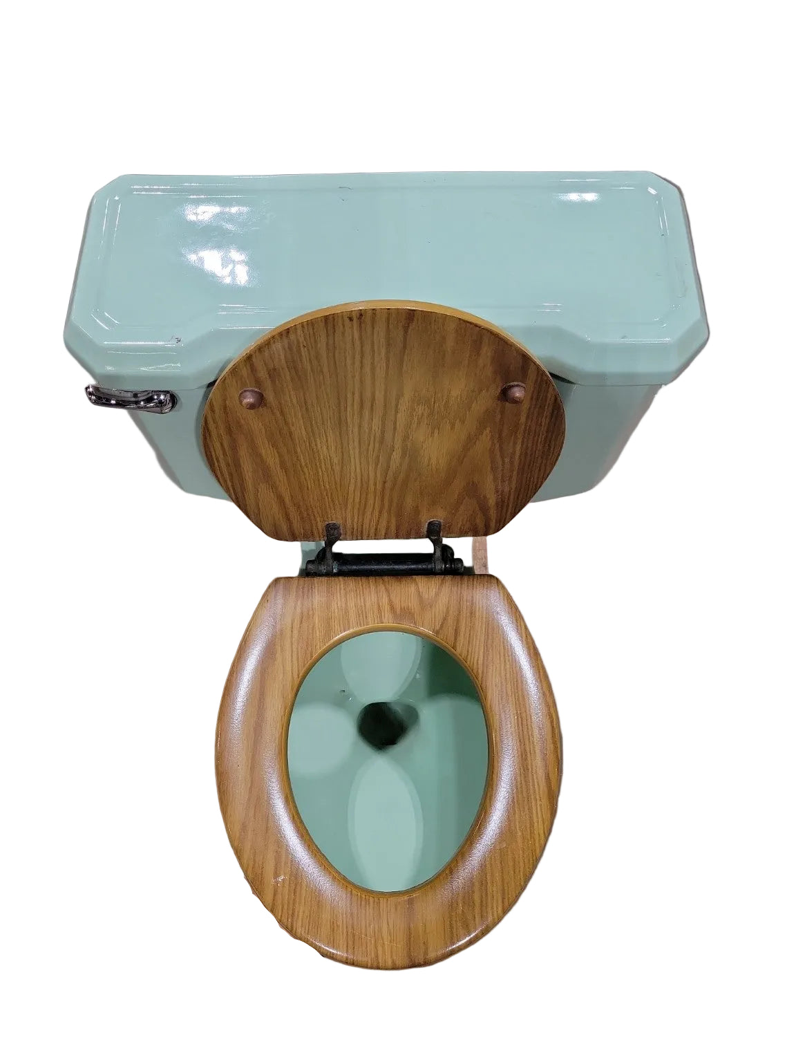 1949 Eljer Seafoam Green Vintage Toilet with Wood Seat