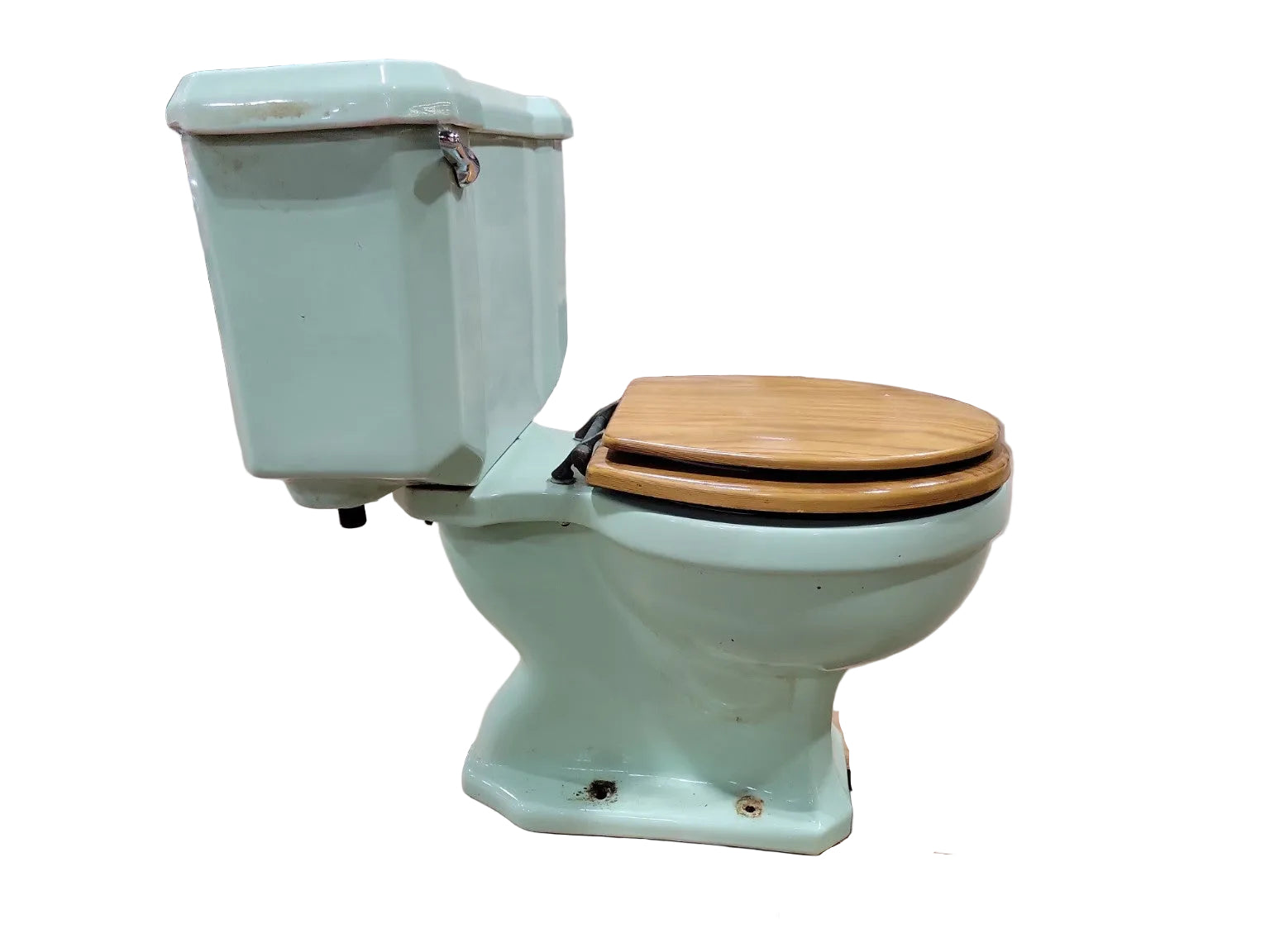 1949 Eljer Seafoam Green Vintage Toilet with Wood Seat