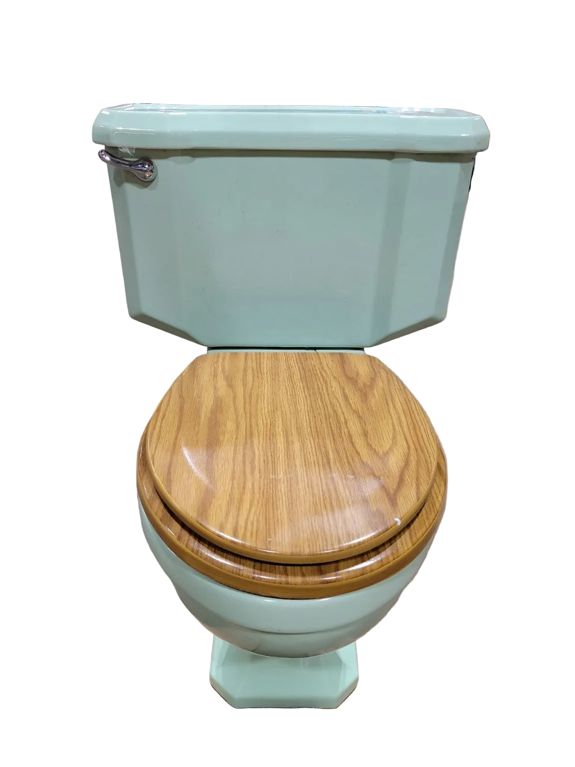 1949 Eljer Seafoam Green Vintage Toilet with Wood Seat