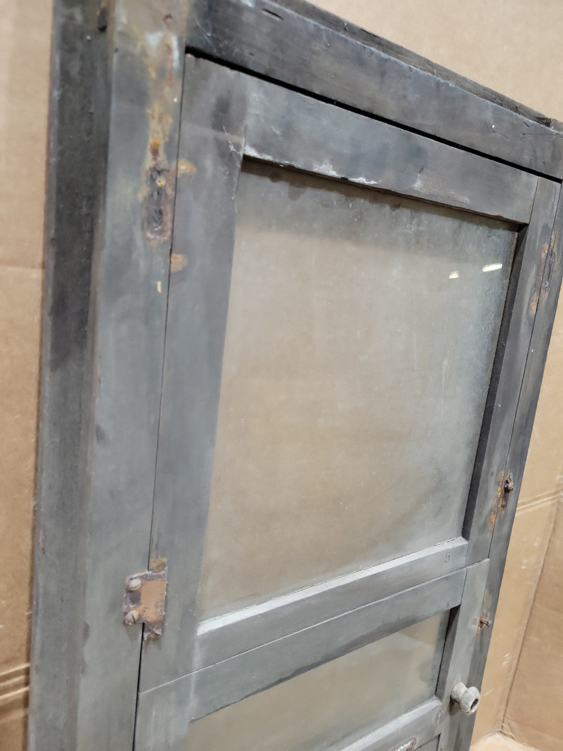 Antique Industrial Hopper Utility Window with Screen Panel
