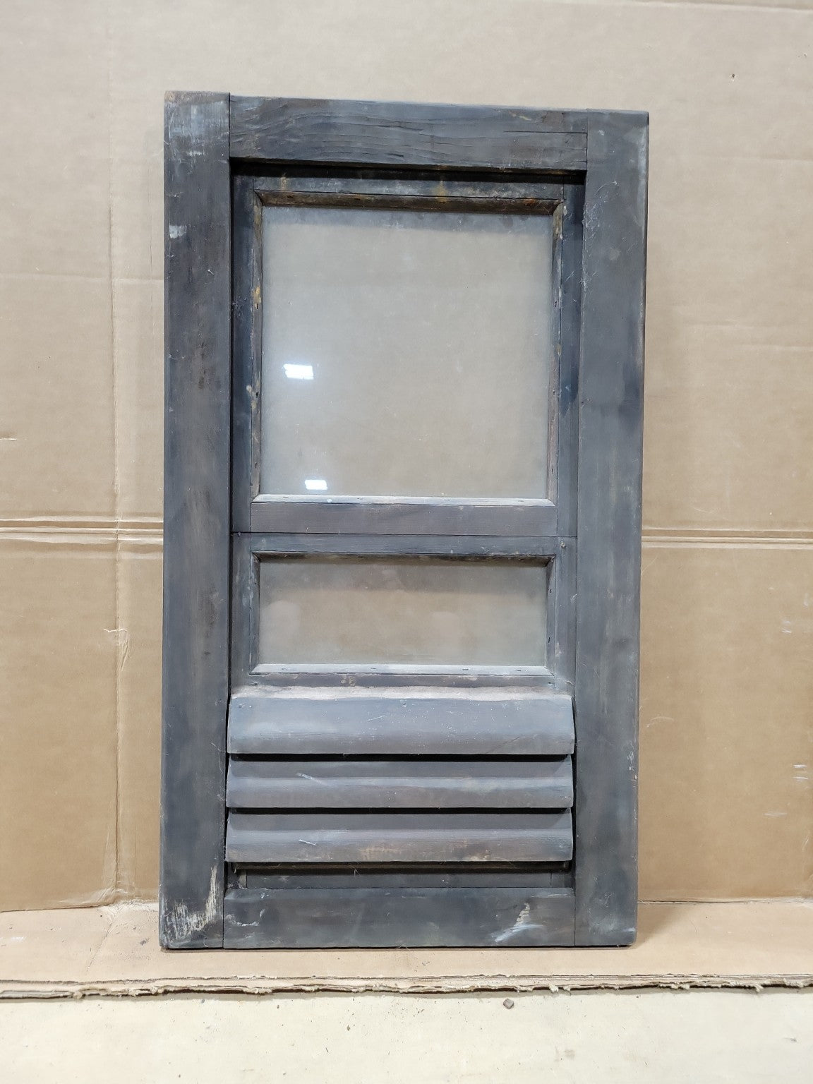 Antique Industrial Hopper Utility Window with Screen Panel