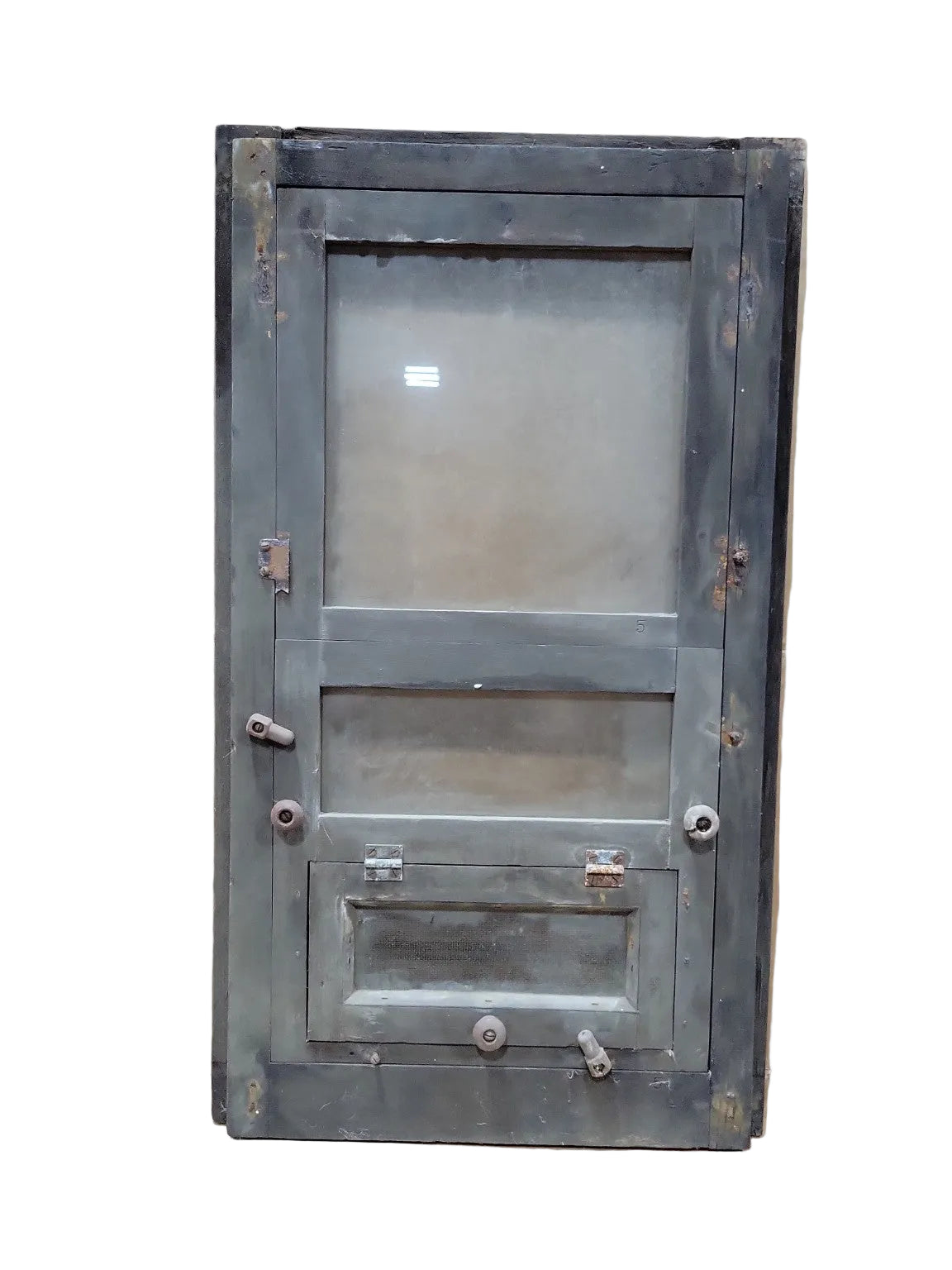 Antique Industrial Hopper Utility Window with Screen Panel