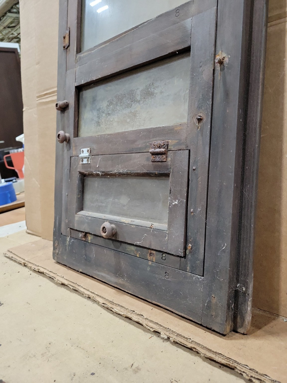Antique Industrial Hopper Window with Removable Screen