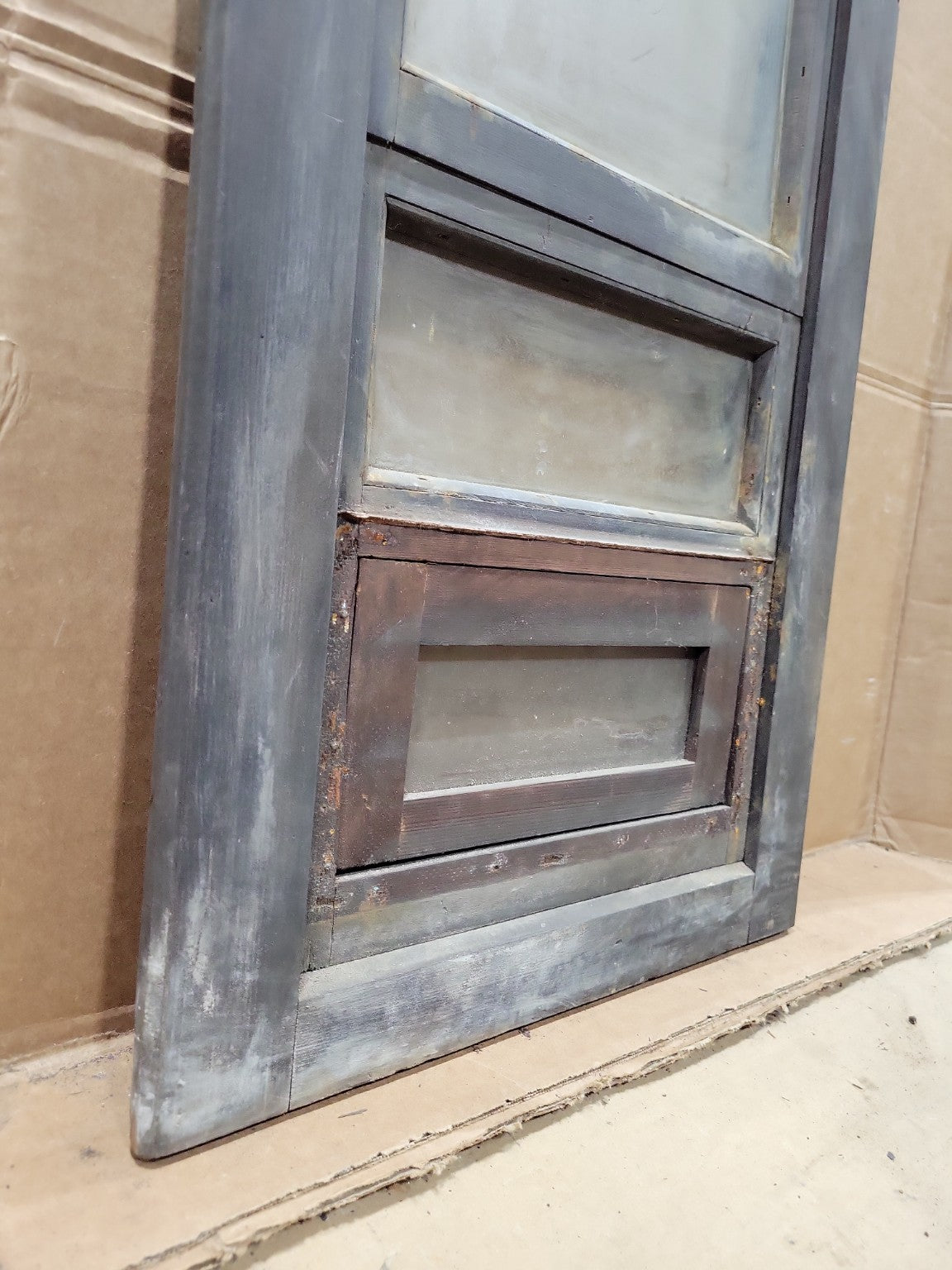 Antique Industrial Hopper Window with Removable Screen