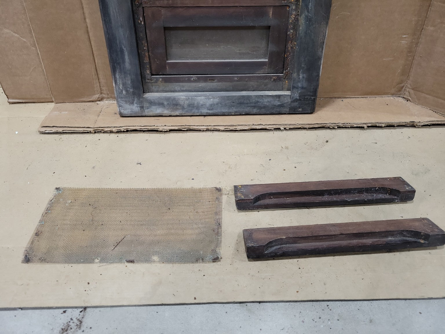 Antique Industrial Hopper Window with Removable Screen