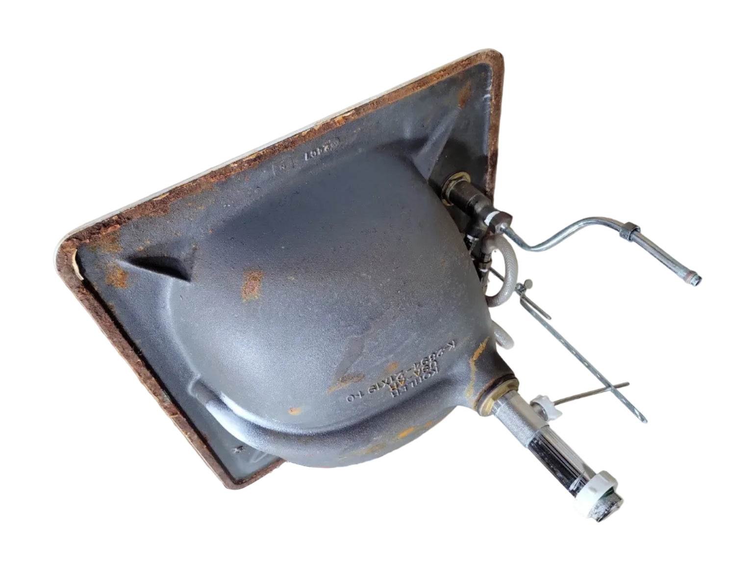 Vintage Kohler Cast Iron Drop-In Bathroom Sink with Chrome Faucet