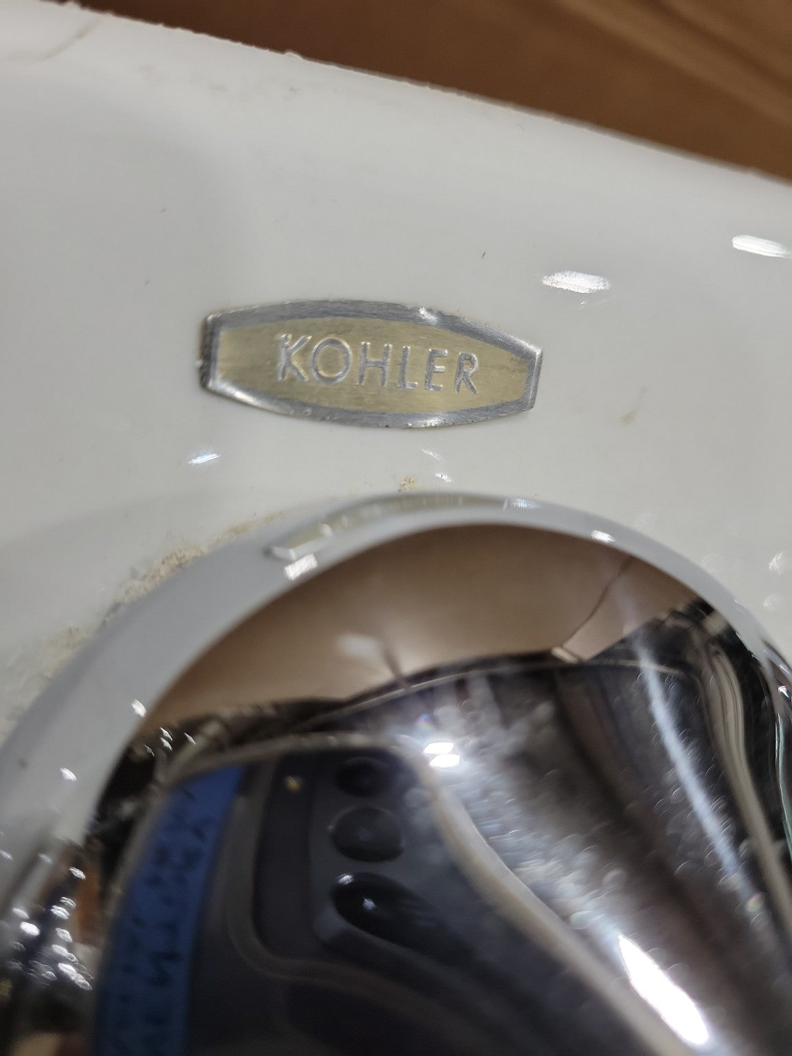 Vintage Kohler Cast Iron Drop-In Bathroom Sink with Chrome Faucet
