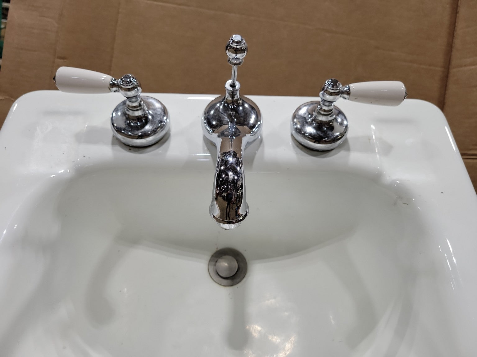 Vintage Kohler Cast Iron Drop-In Bathroom Sink with Chrome Faucet