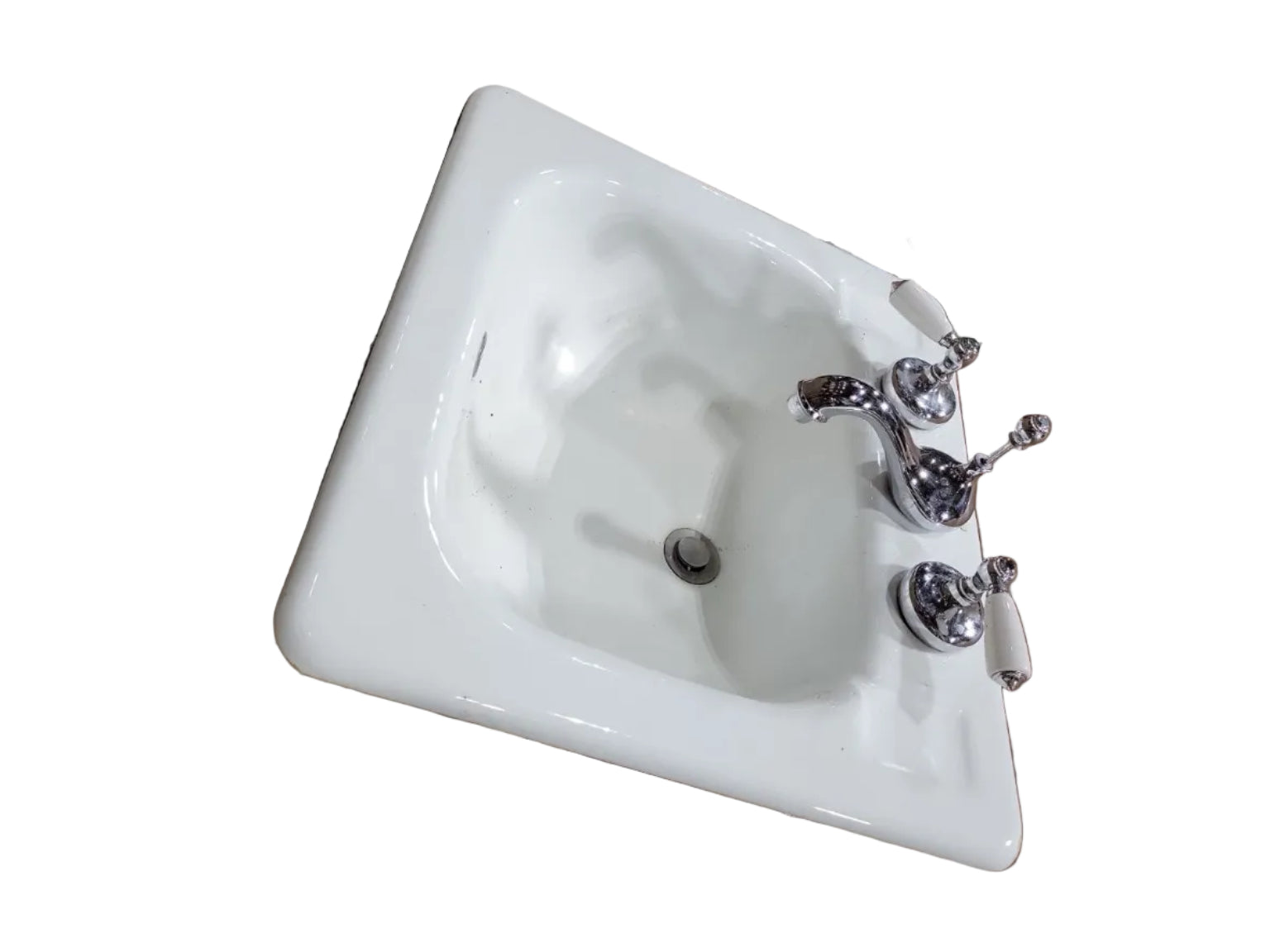 Vintage Kohler Cast Iron Drop-In Bathroom Sink with Chrome Faucet