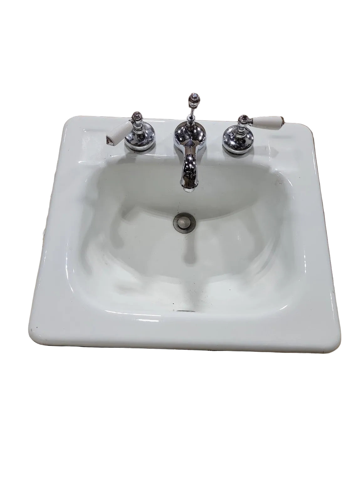 Vintage Kohler Cast Iron Drop-In Bathroom Sink with Chrome Faucet
