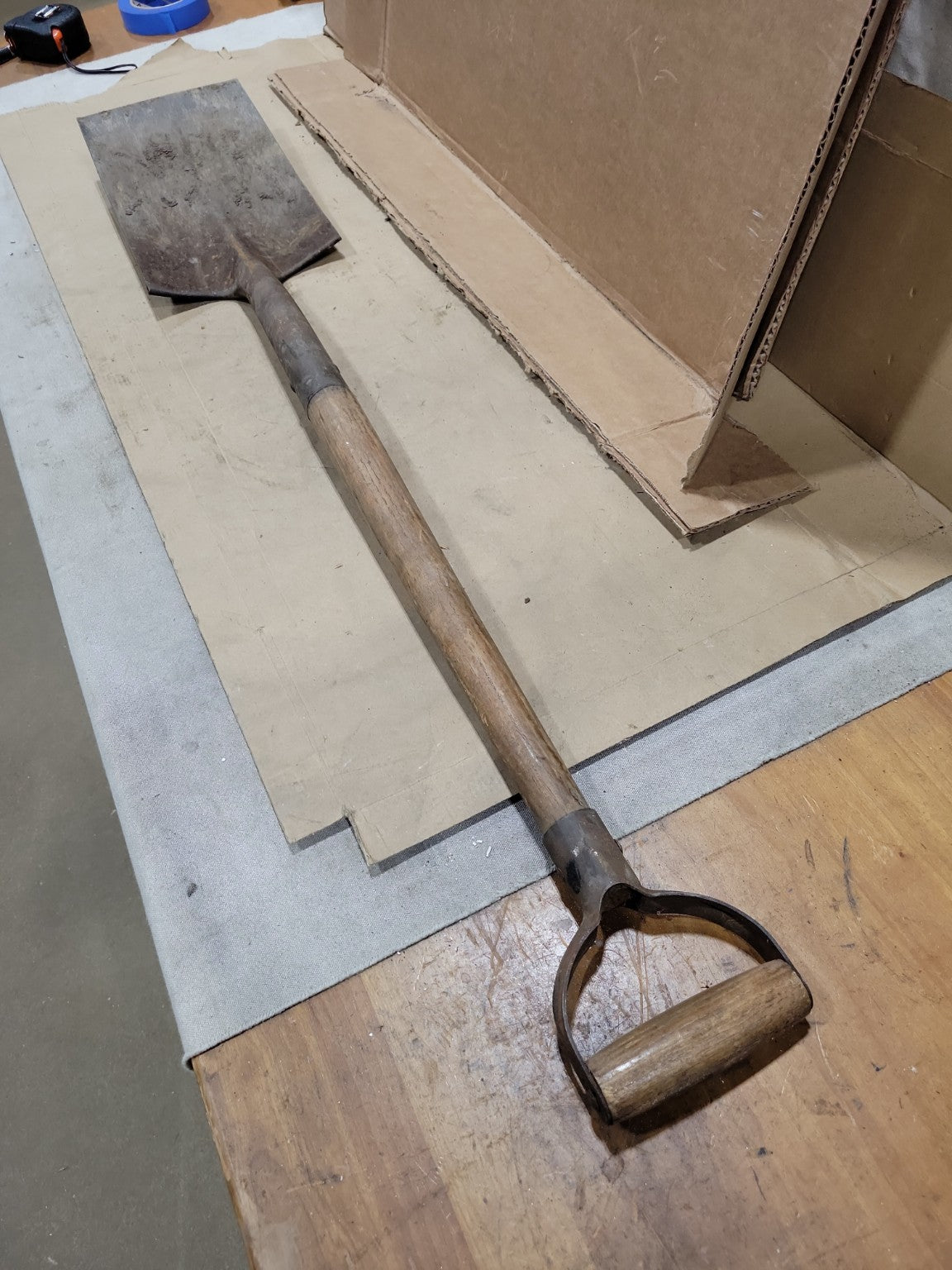 Vintage Industrial Drain Spade with D-Handle
