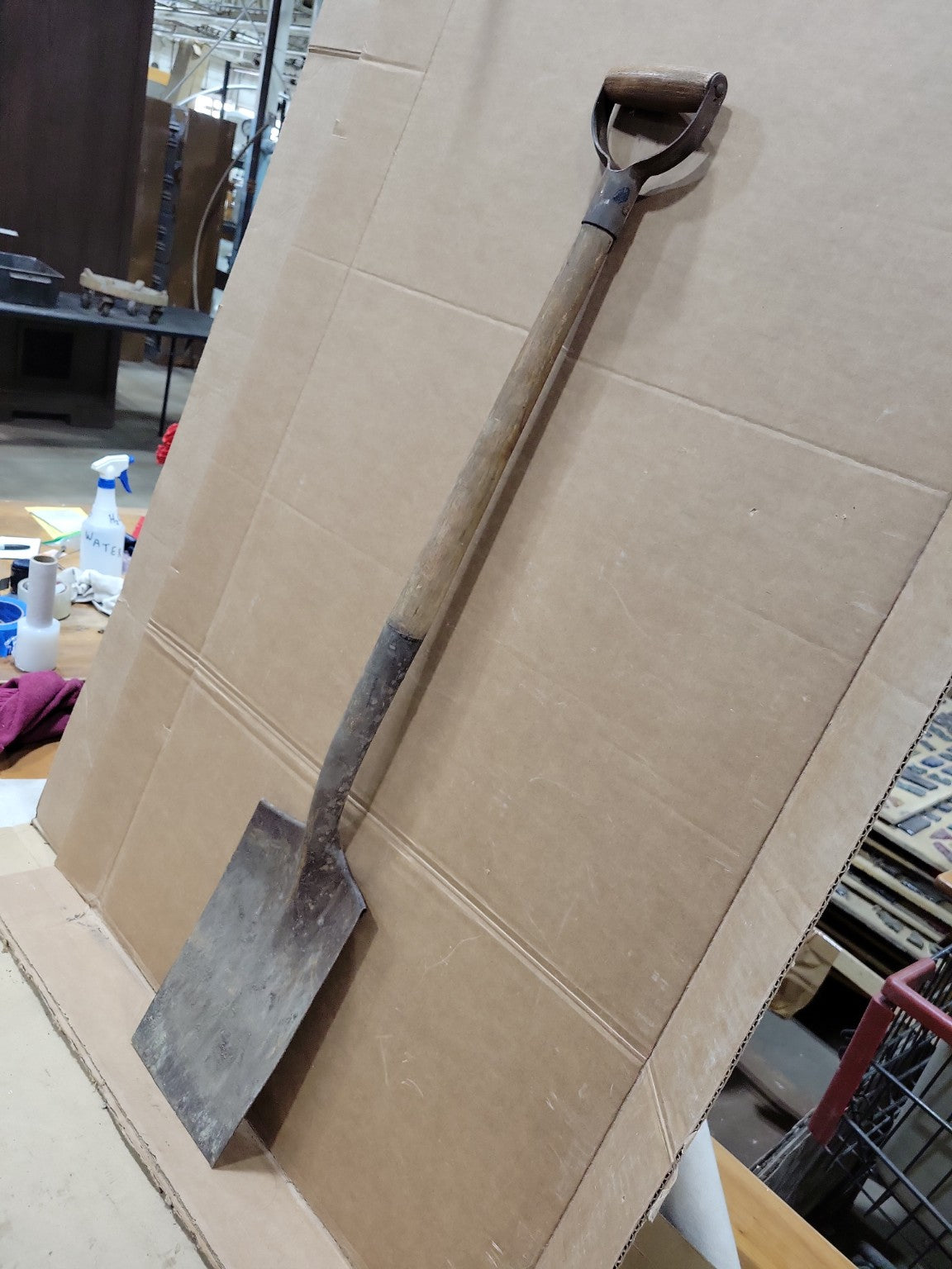 Vintage Industrial Drain Spade with D-Handle