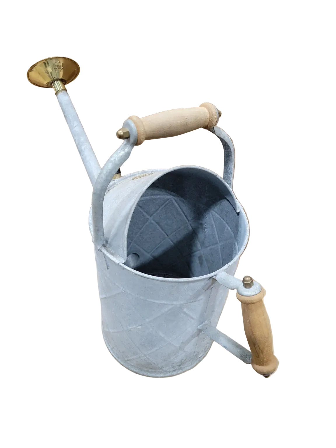 Vintage Haws Galvanized Watering Can with Brass Rose