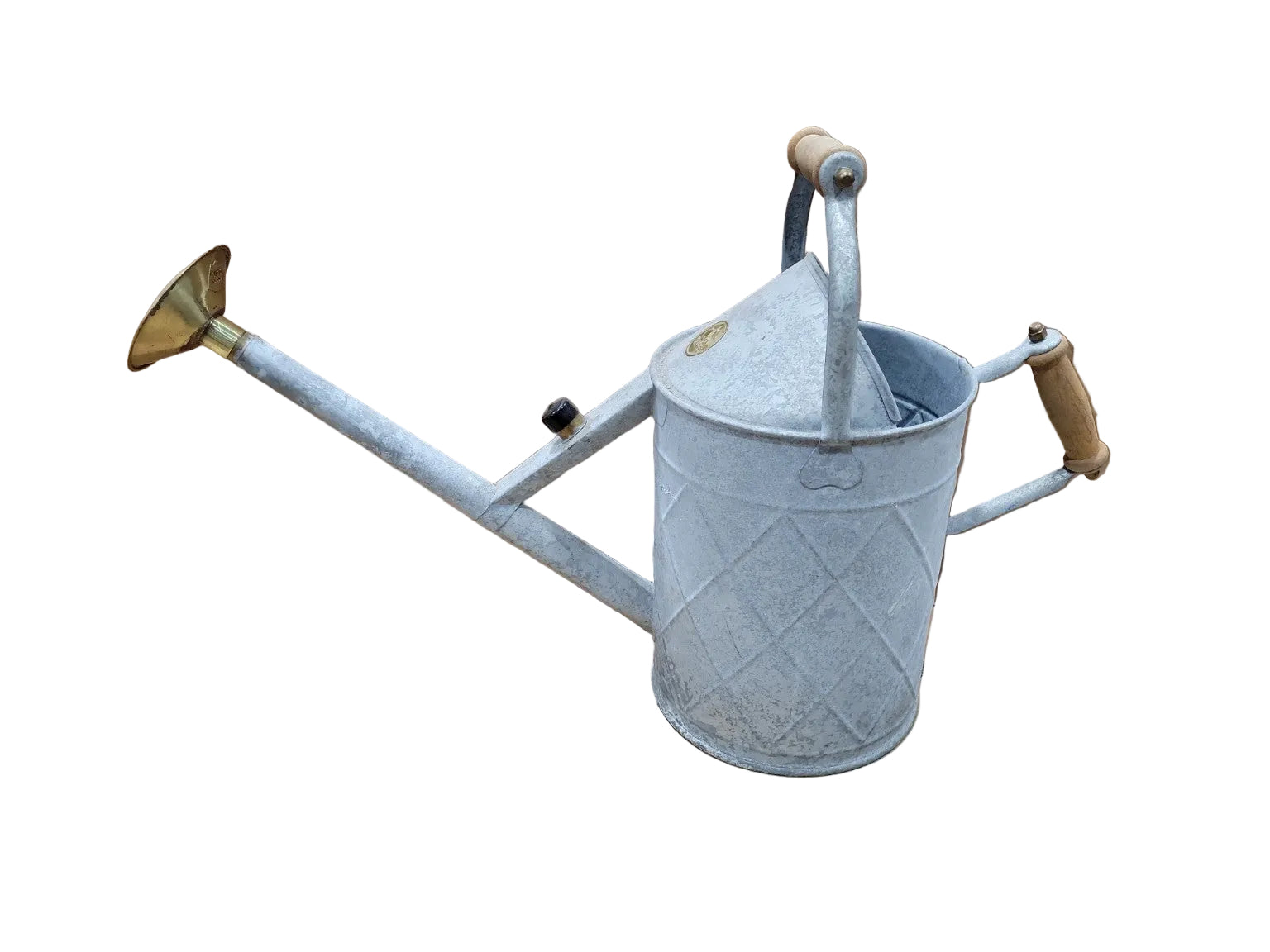 Vintage Haws Galvanized Watering Can with Brass Rose