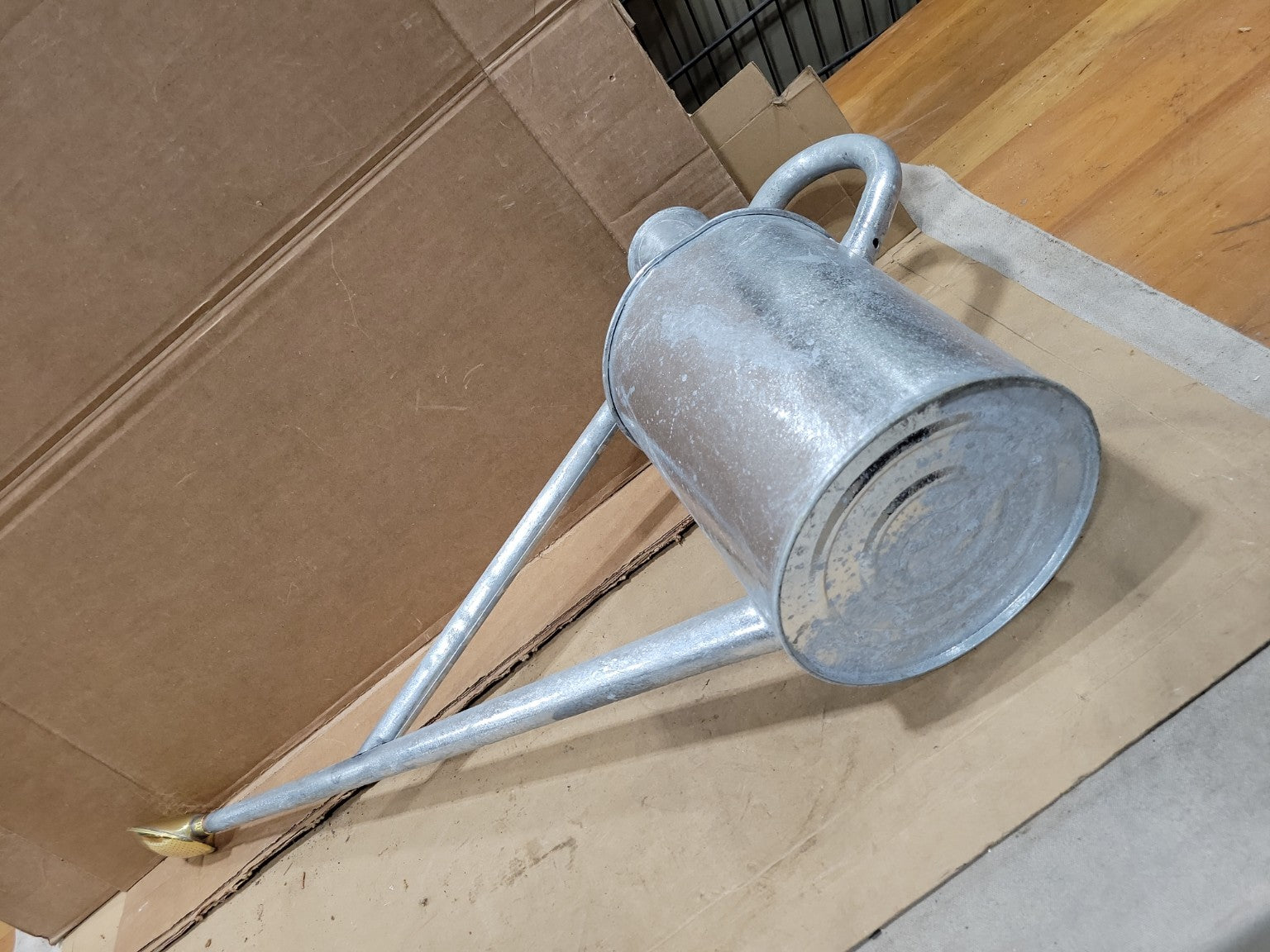 Haws Long Reach Galvanized Watering Can with Brass Rose