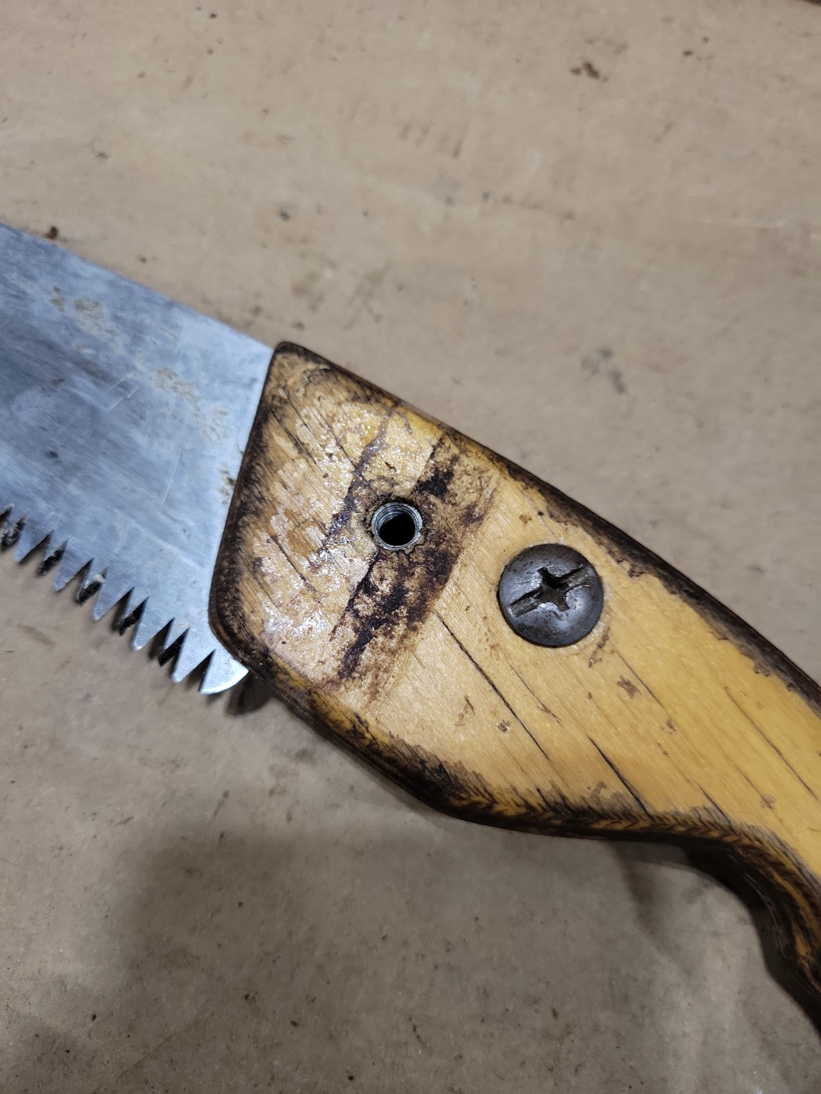 Vintage Curved Pruning Saw with Wooden Handle