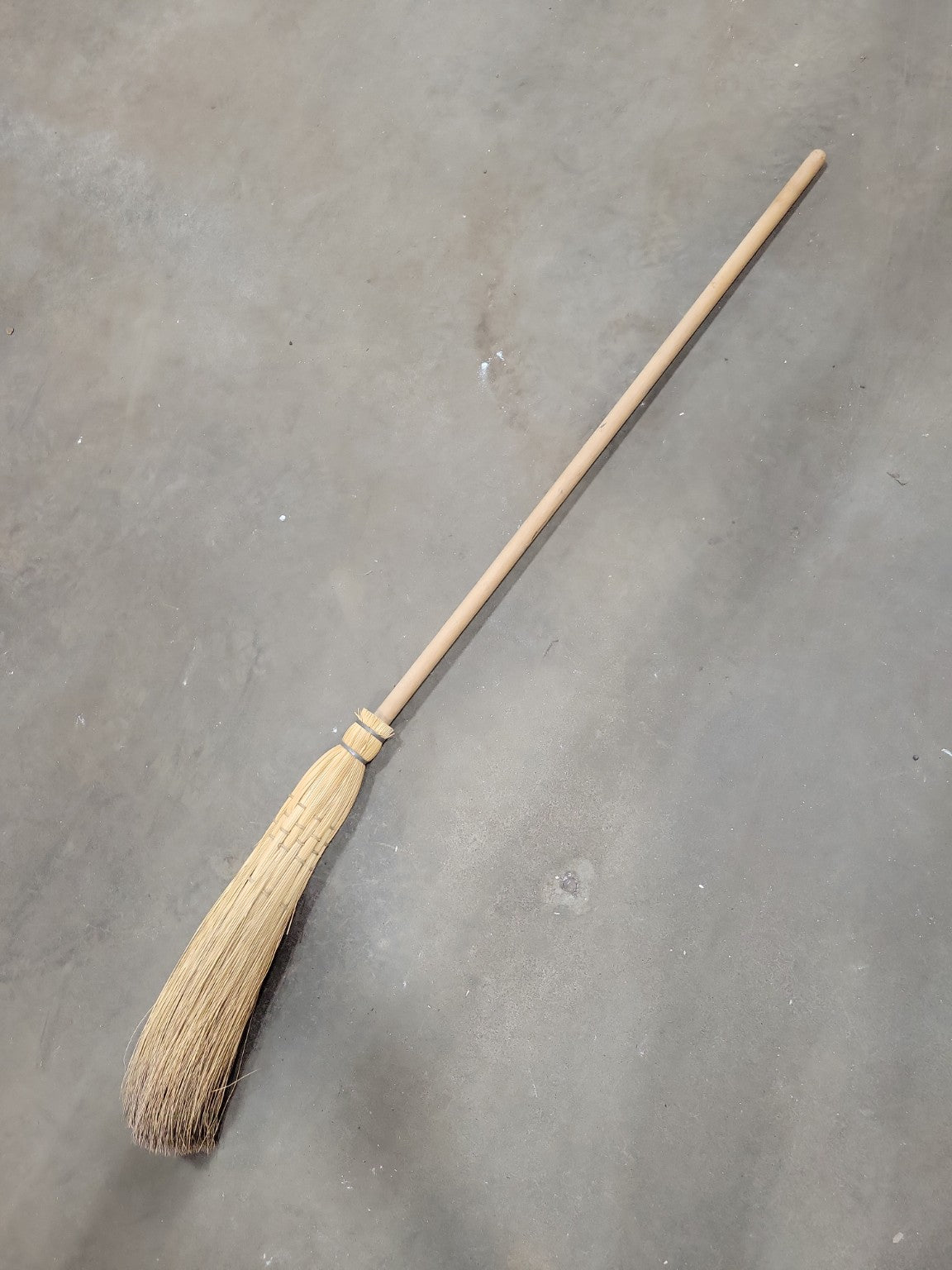 Traditional Straw Whisk Broom with Wooden Handle