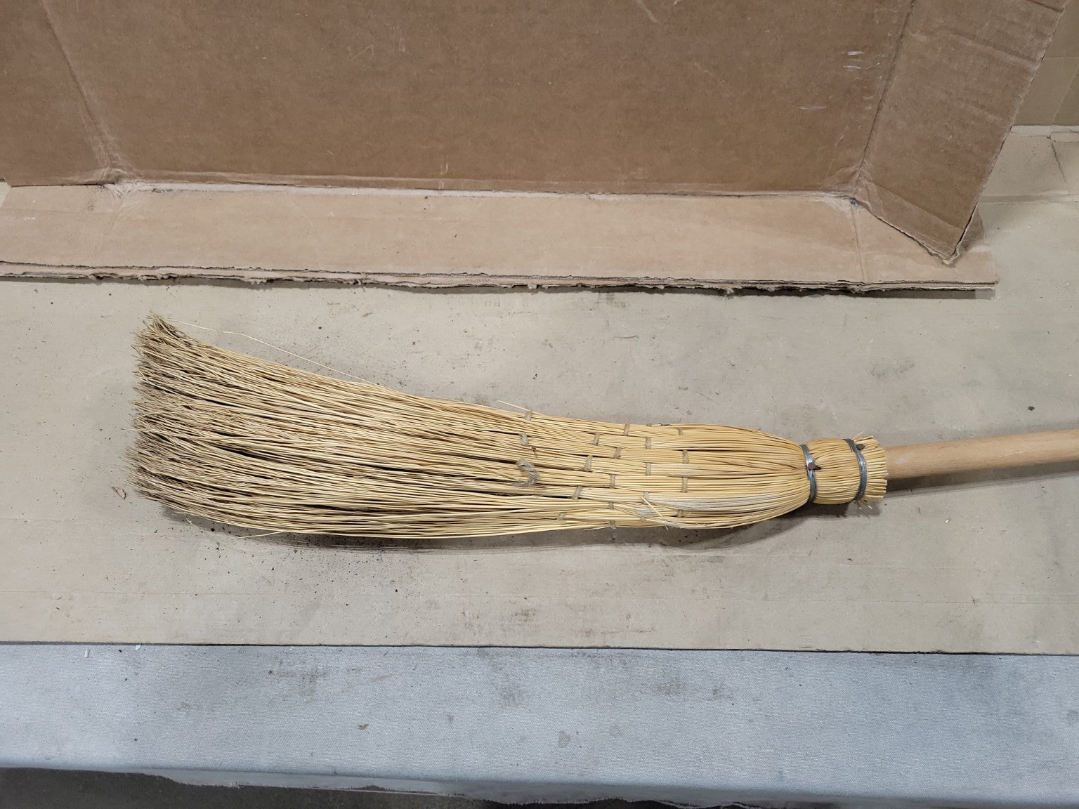 Traditional Straw Whisk Broom with Wooden Handle