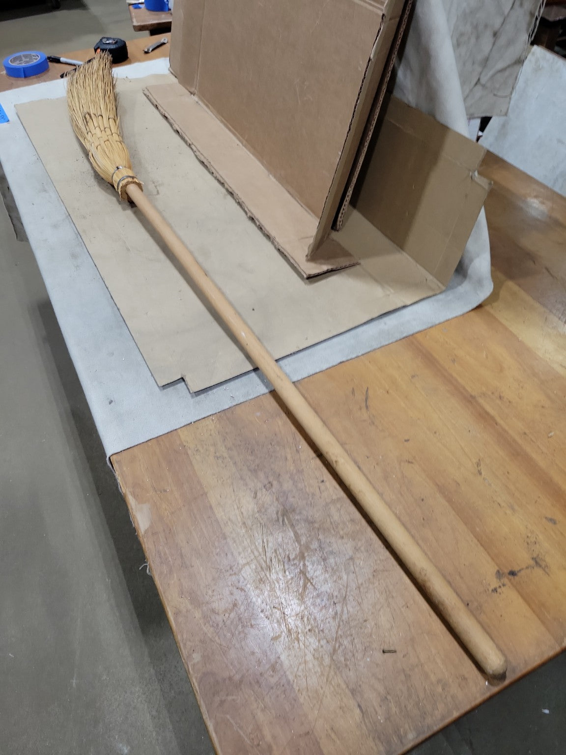 Traditional Straw Whisk Broom with Wooden Handle