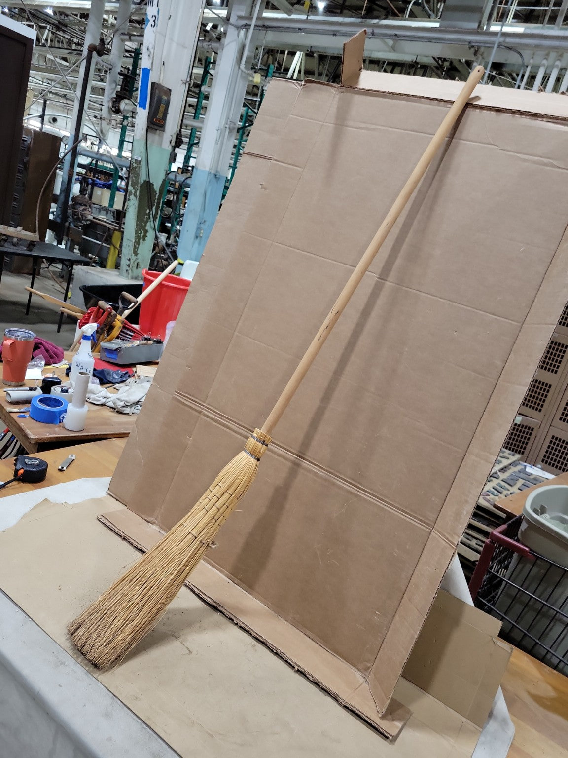 Traditional Straw Whisk Broom with Wooden Handle
