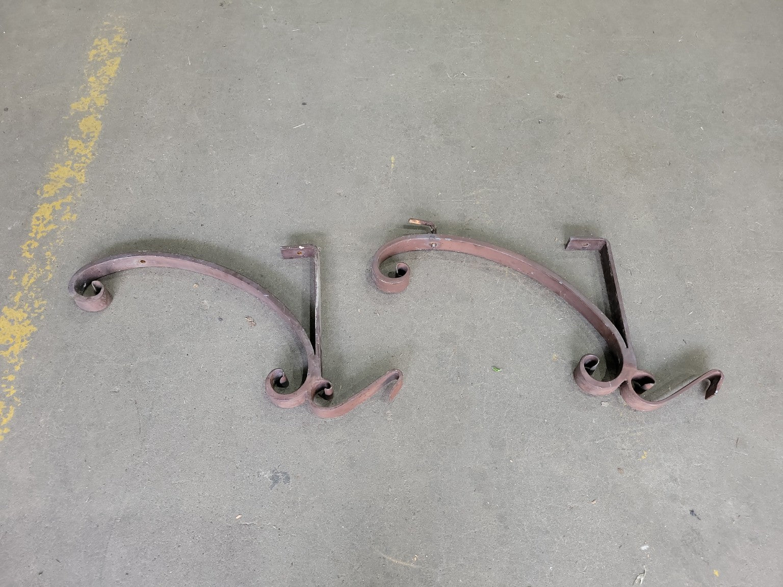 Pair of Decorative Wrought Iron Scroll Brackets