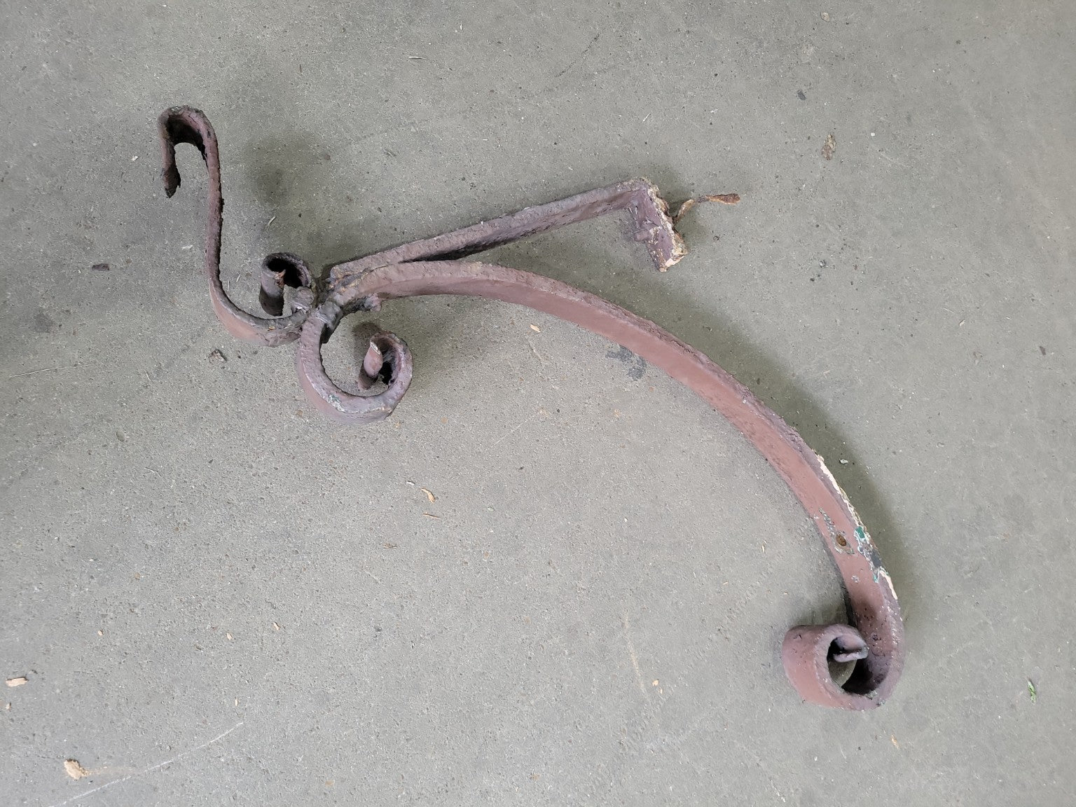 Pair of Rustic Wrought Iron Scroll Brackets